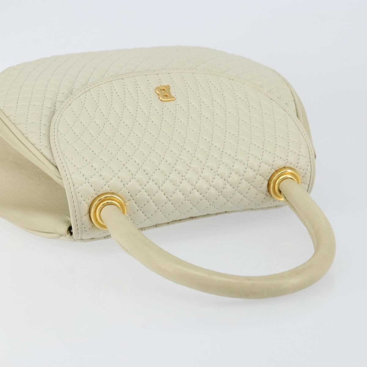 Bally Vintage Quilted Leather White Leather Handbag (Pre-Owned)