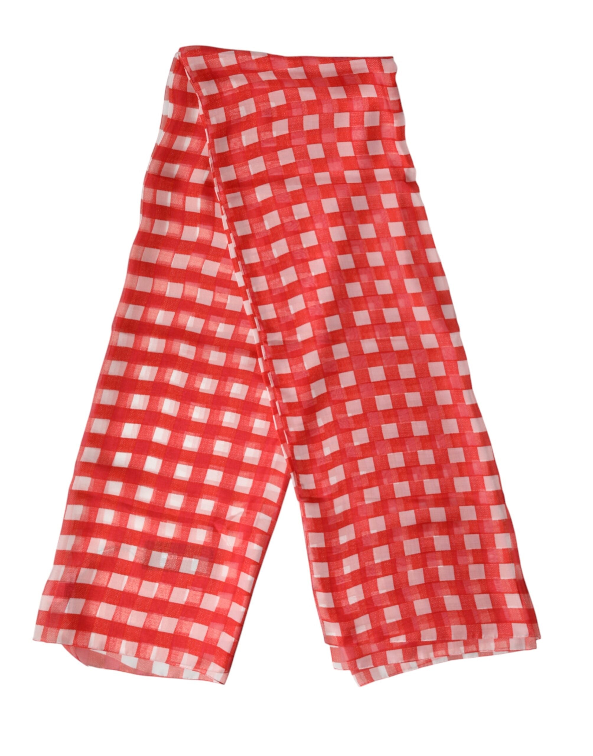 Dolce & Gabbana Red Checkered Stole Neck Wrap Shawl Men's Scarf