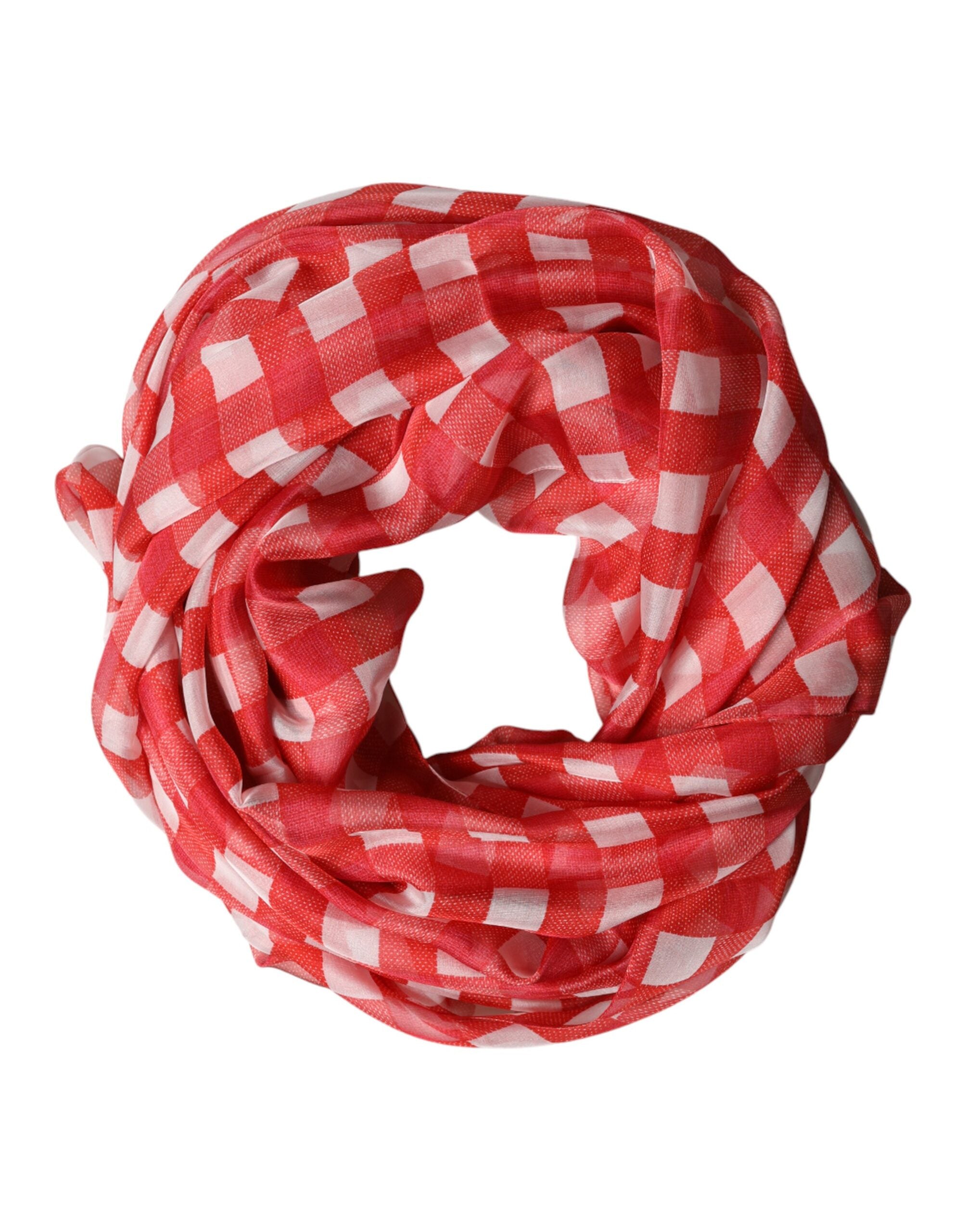 Dolce & Gabbana Red Checkered Stole Neck Wrap Shawl Men's Scarf