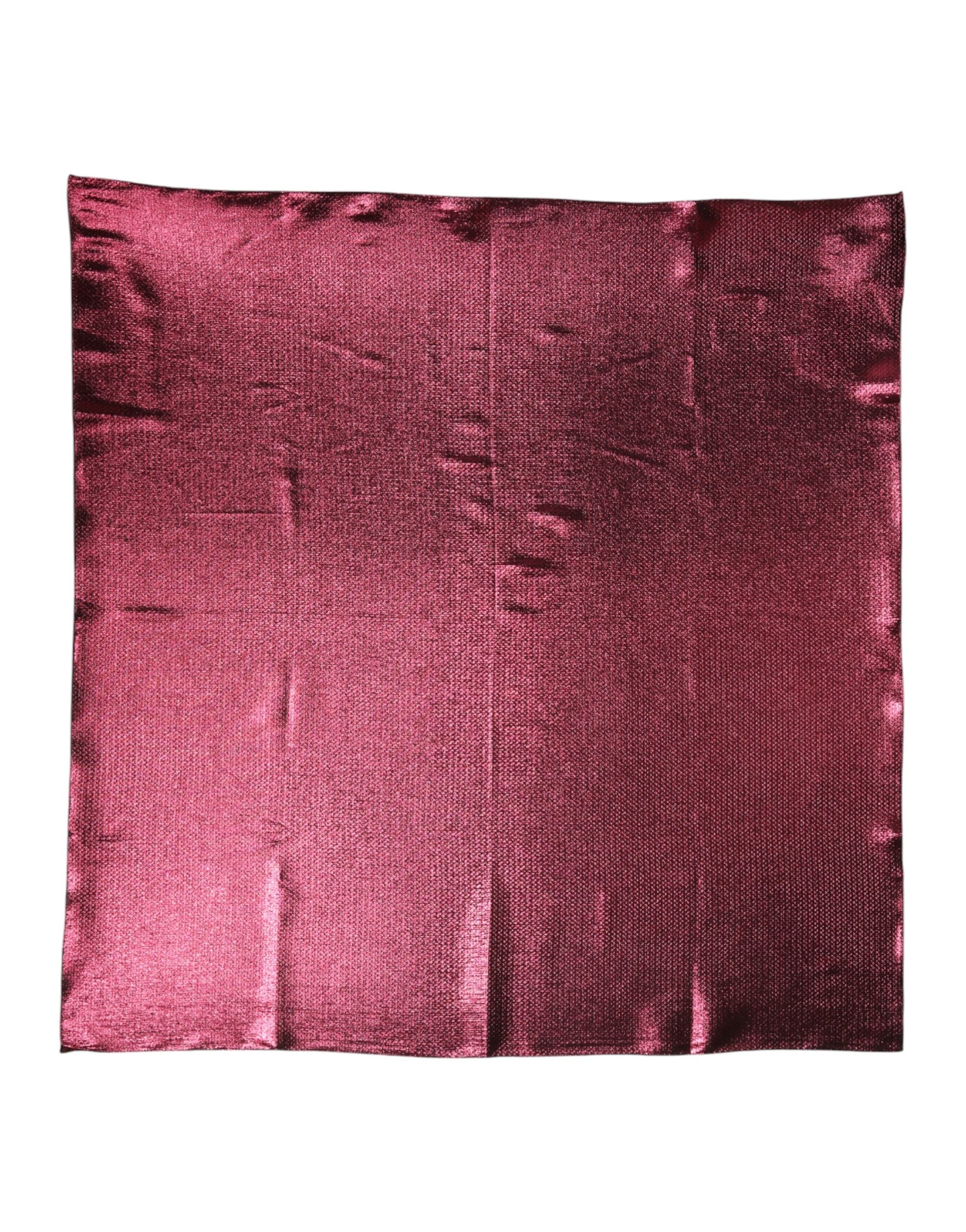 Dolce & Gabbana Metallic Pink Silk Square Foulard Men's Scarf