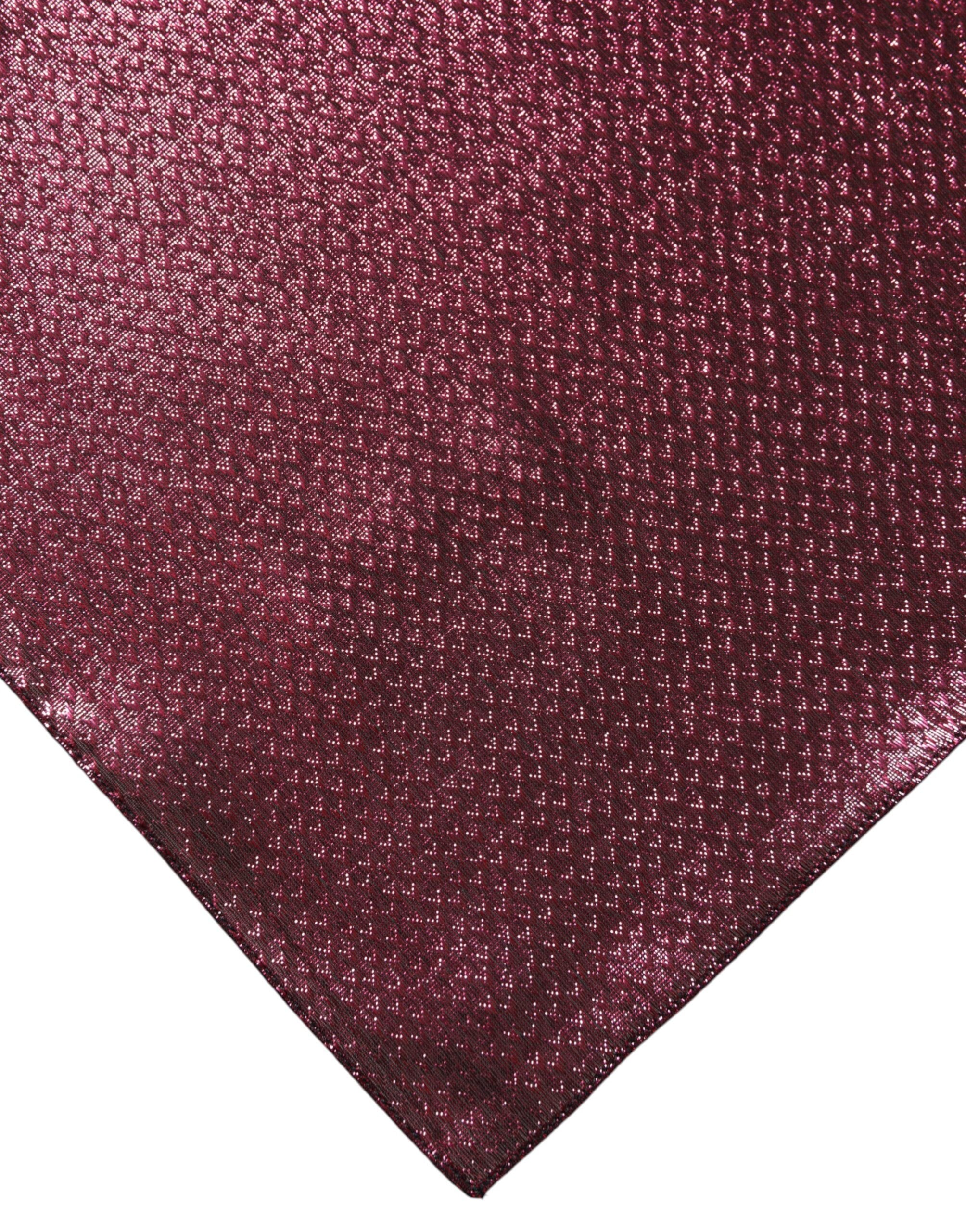 Dolce & Gabbana Metallic Pink Silk Square Foulard Men's Scarf