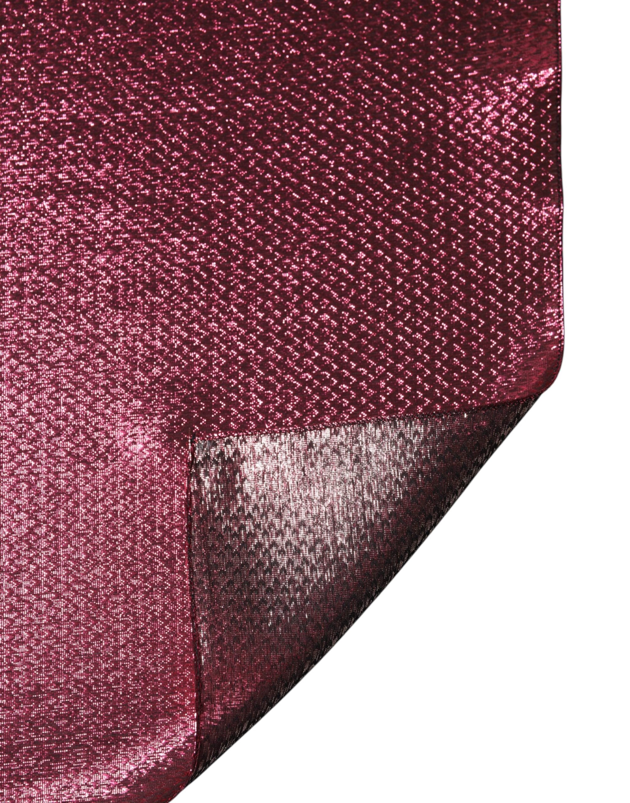 Dolce & Gabbana Metallic Pink Silk Square Foulard Men's Scarf
