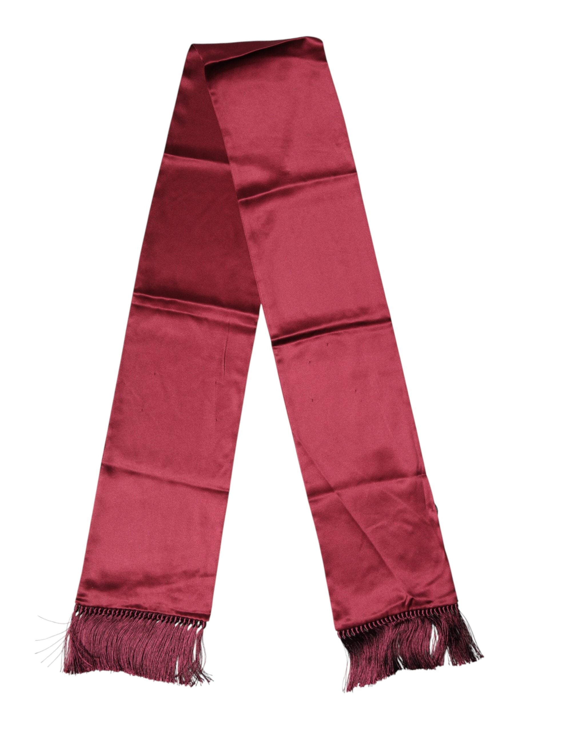Dolce & Gabbana Red Satin Silk Fringes Neck Foulard Men's Scarf (Pre-Owned)