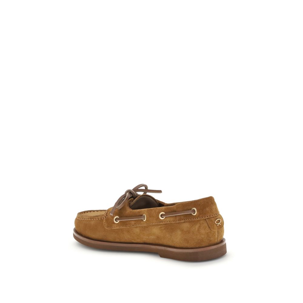 Gianvito Rossi Brown Calf Leather Bos Taurus Slip-On Women's Loafers