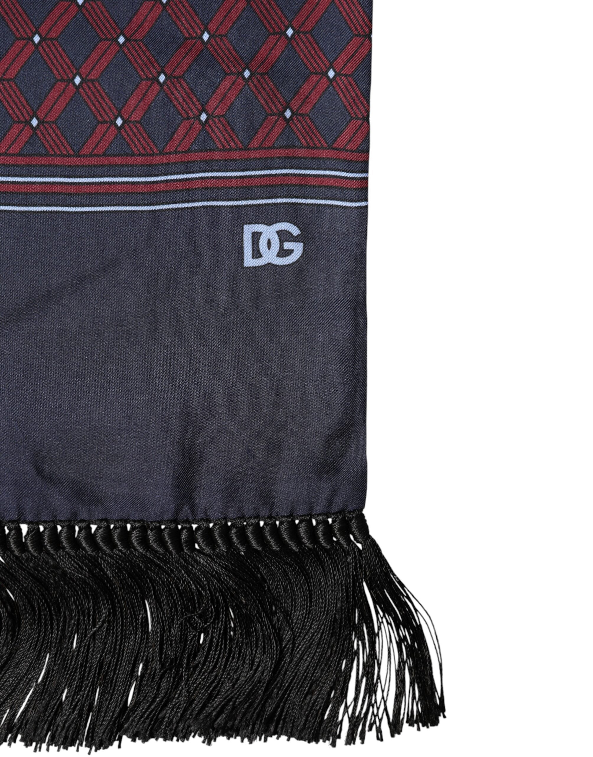 Dolce & Gabbana Maroon Patterned Fringes Wrap Foulard 138cm x 15cm Men's Scarf