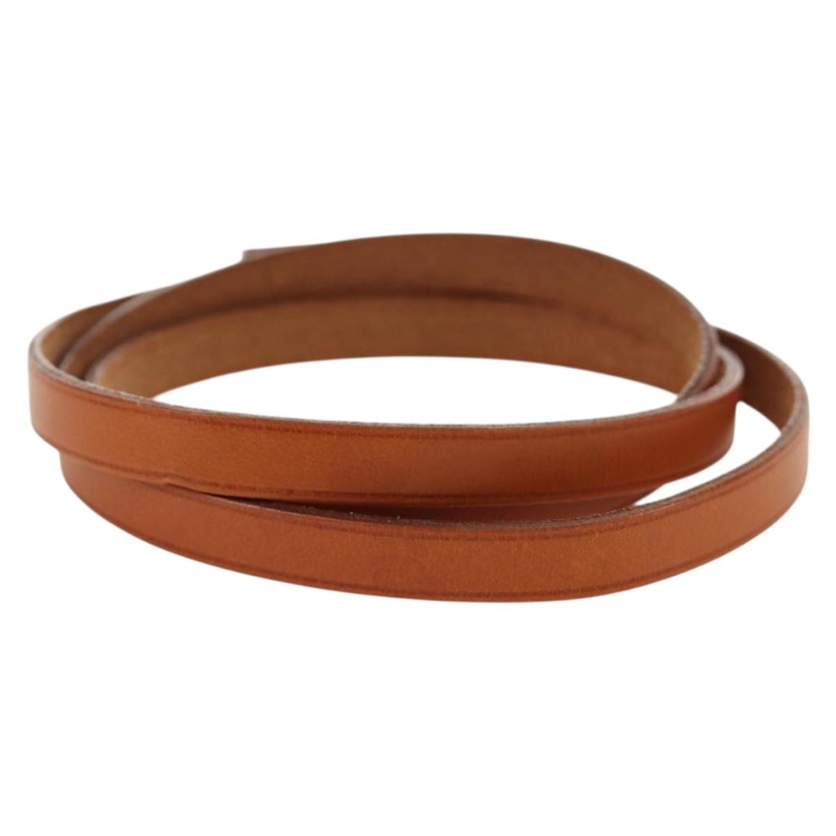 Hermes Hapi 3 Leather With Metal Brown Leather Bracelet Jewelry (Pre-Owned)