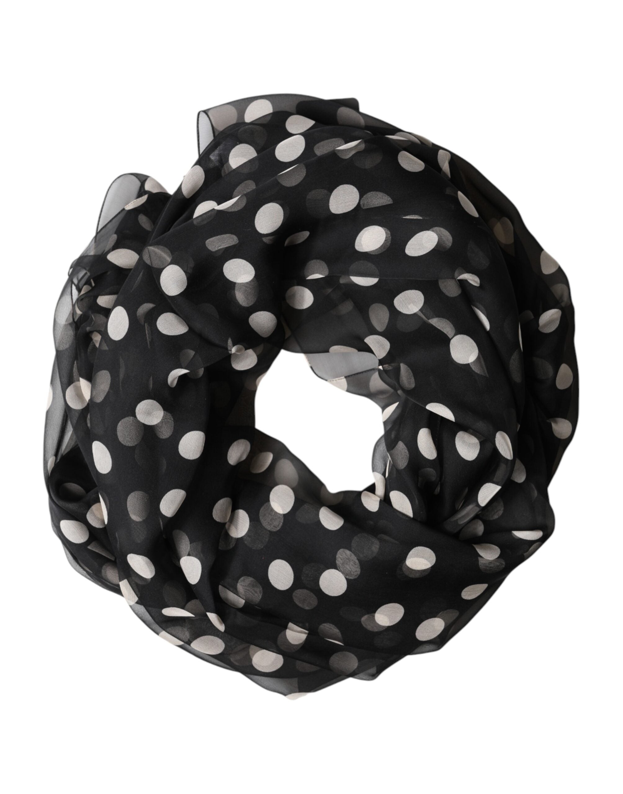 Dolce & Gabbana Black Polka Dot Silk Neck Wrap Shawl 205cm x 137cm Men's Scarf