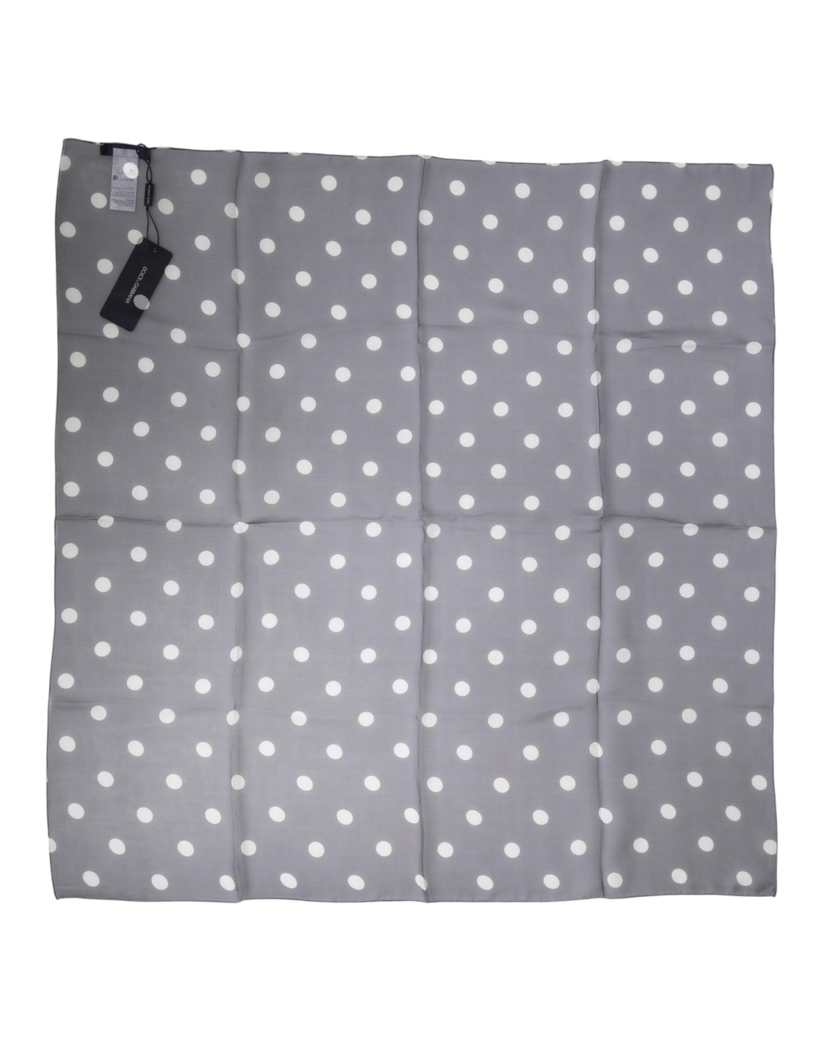Dolce & Gabbana Blue Polka Dot Silk Square Foulard 91.5cm x 89.5cm Men's Scarf
