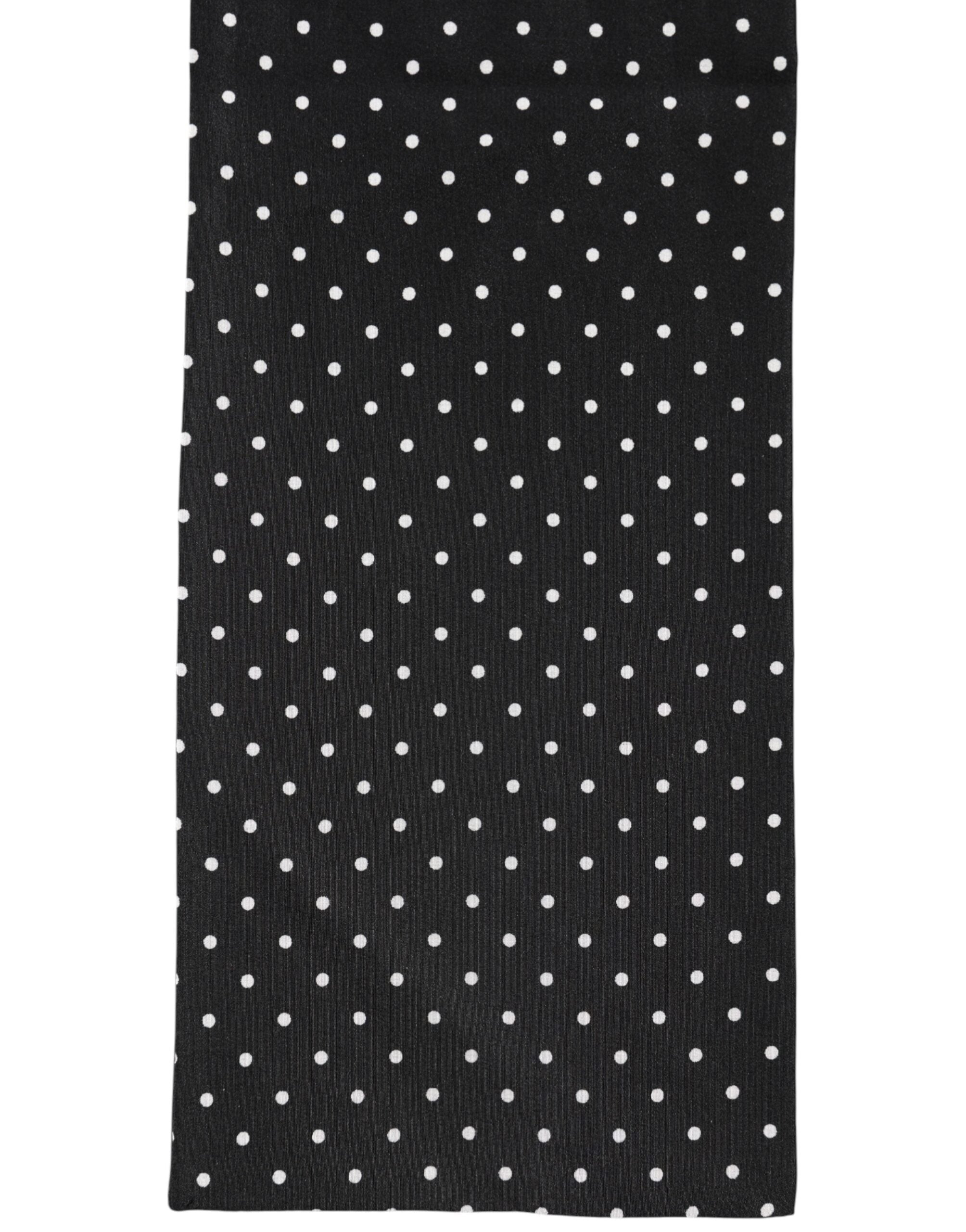 Dolce & Gabbana Black Polka Dot Neck Wrap Foulard 133.5cm x 12.5cm Men's Scarf