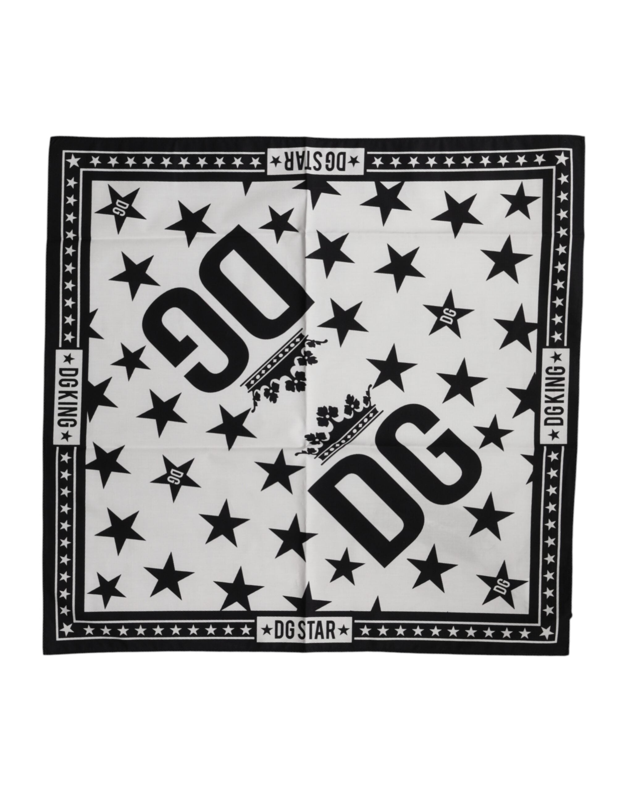 Dolce & Gabbana White DG Crown Print Square Foulard 52cm x 50.5cm Men's Scarf