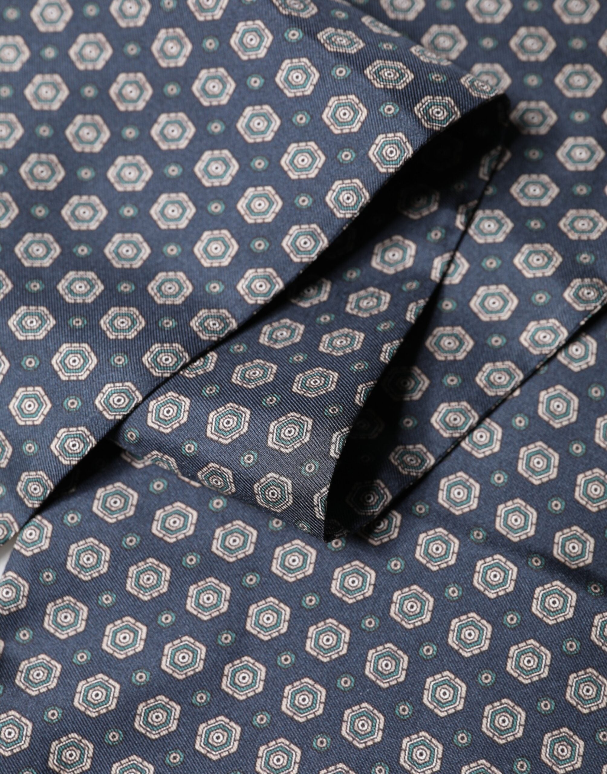 Dolce & Gabbana Blue Patterned Silk Fringes Foulard 138cm x 15.5cm Men's Scarf