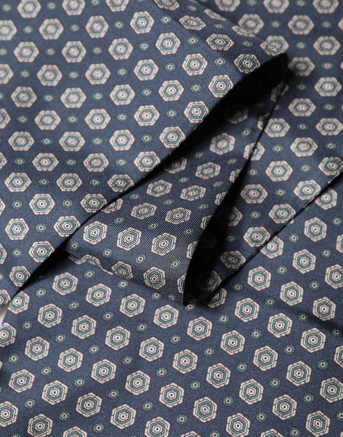 Dolce & Gabbana Blue Patterned Silk Fringes Foulard 138cm x 15.5cm Men's Scarf