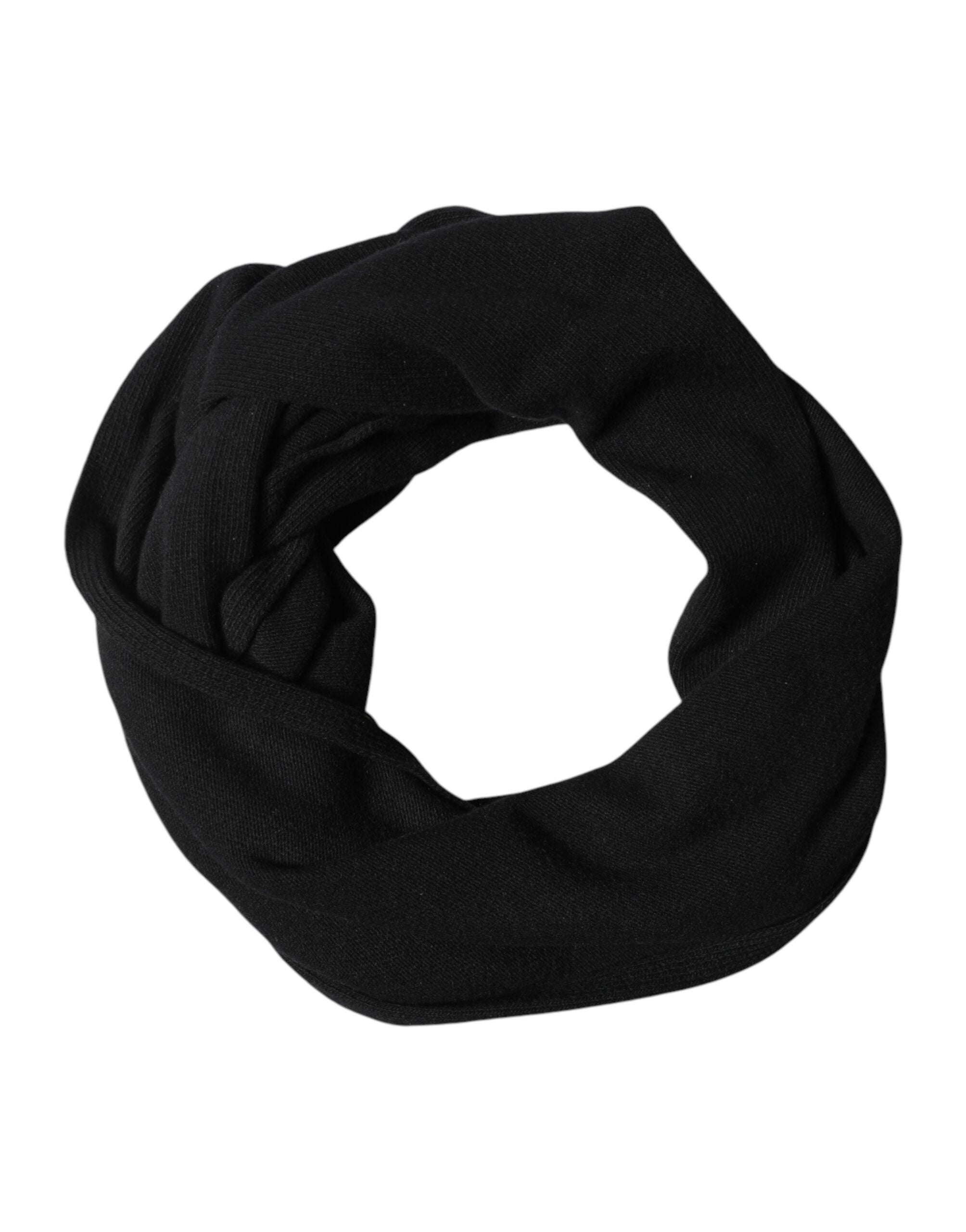 Dolce & Gabbana Black Wool Knit Neck Wrap Shawl Men Men's Scarf