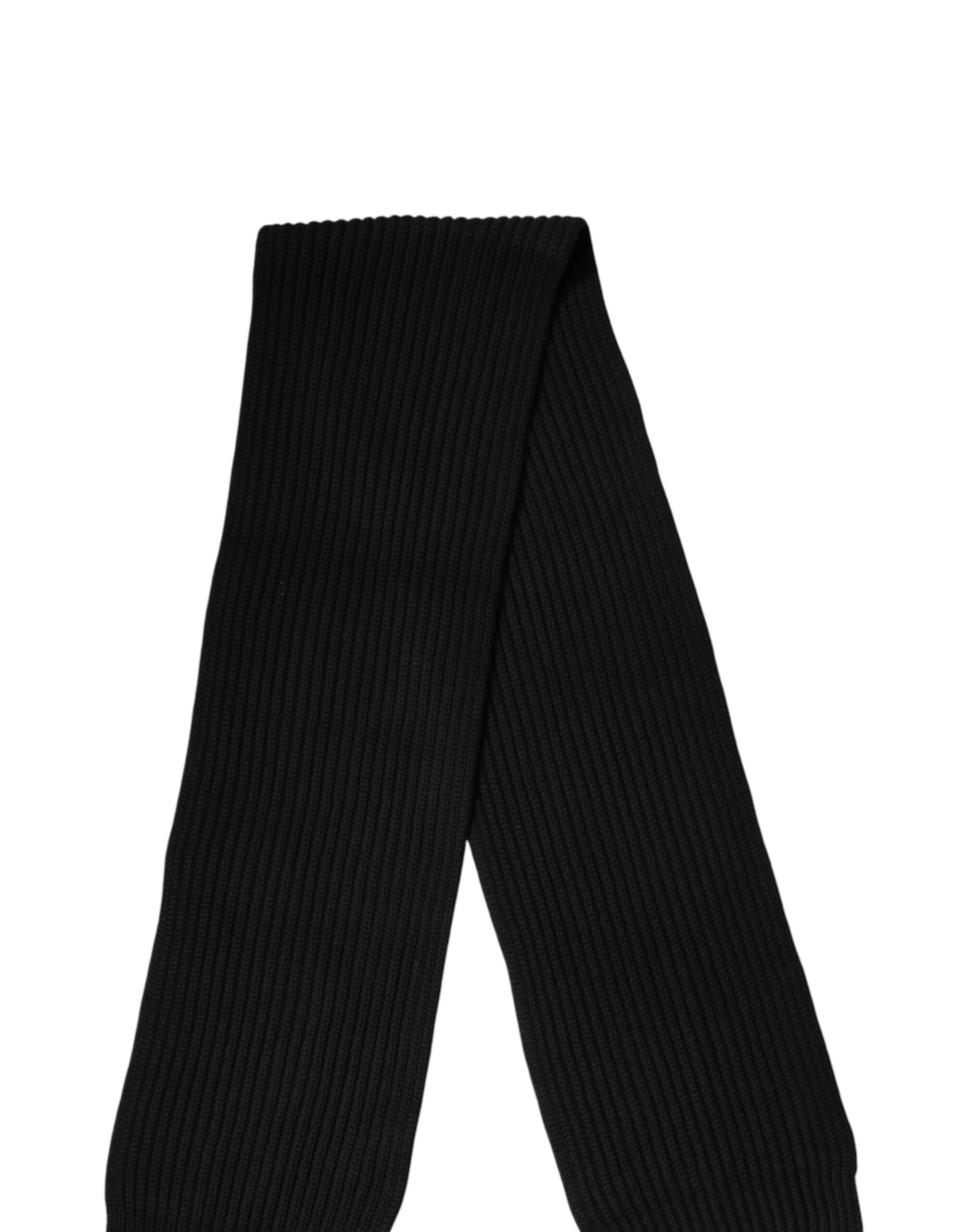 Dolce & Gabbana Black Cashmere Knit Neck Wrap Shawl 202cm x 26cm Men's Scarf