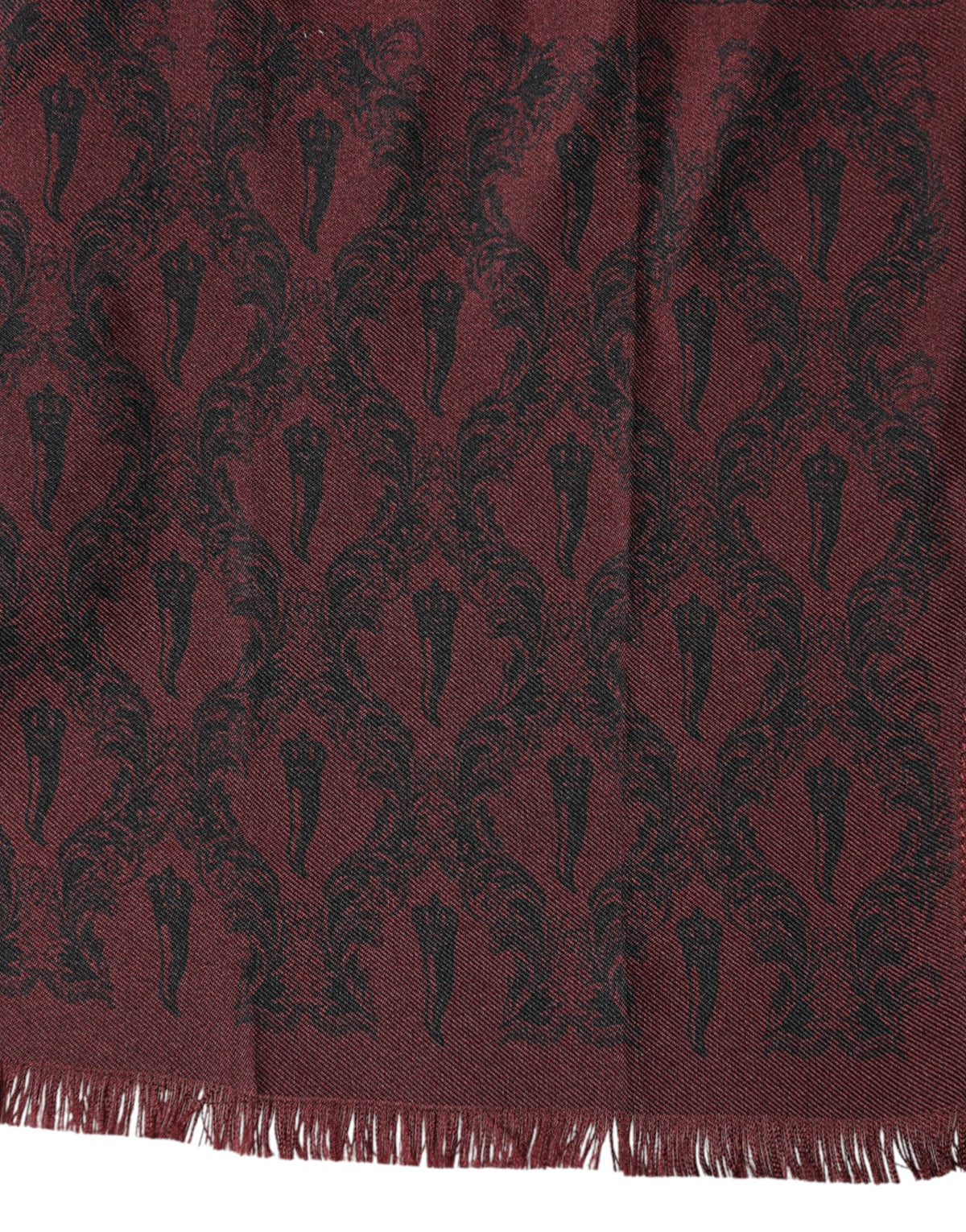 Dolce & Gabbana Maroon Patterned Silk Wrap Foulard Men 133cm x 22cm Men's Scarf
