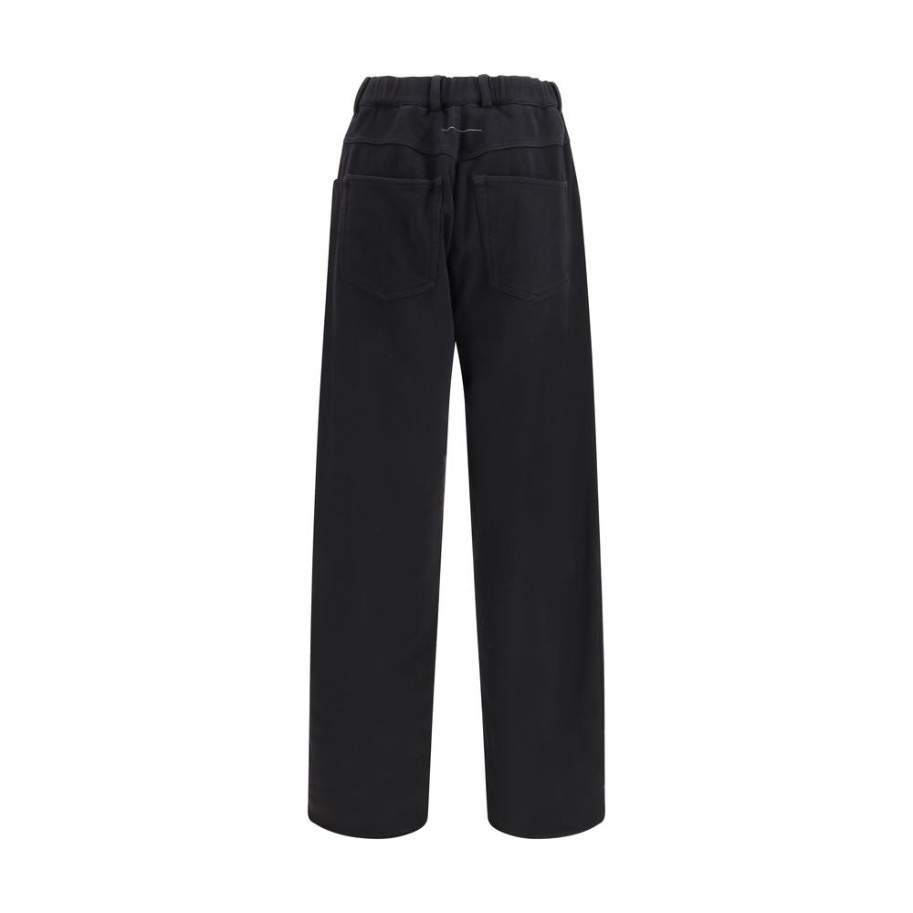 MM6 Black Cotton Casual Women's Pants