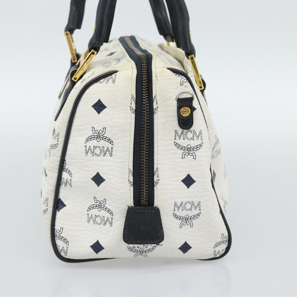 MCM Visetos Logogramme Leather White Leather Handbag (Pre-Owned)