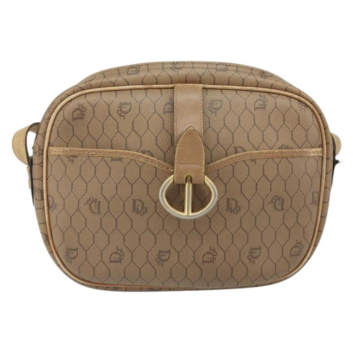 Christian Dior Vintage Honeycomb Canvas And Leather Beige Canvas Shoulder Bag Bag (Pre-Owned)