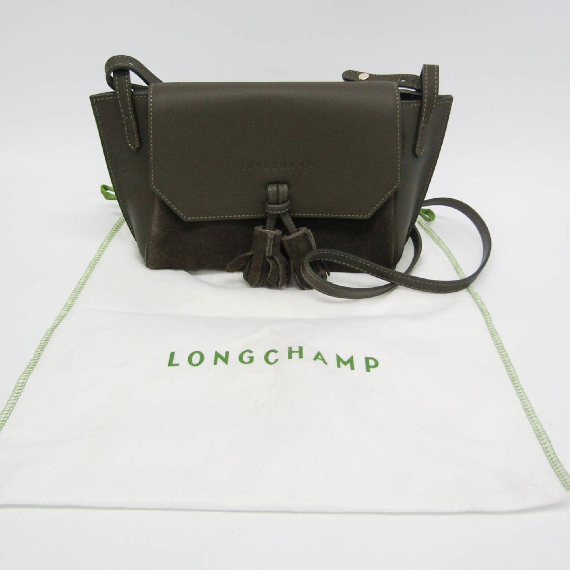 Longchamp Penelope Khaki Leather Shoulder Bag (Pre-Owned)