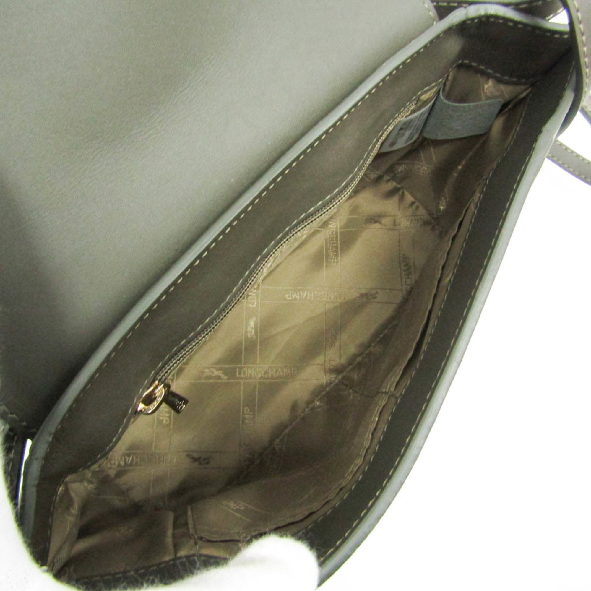 Longchamp Penelope Khaki Leather Shoulder Bag (Pre-Owned)
