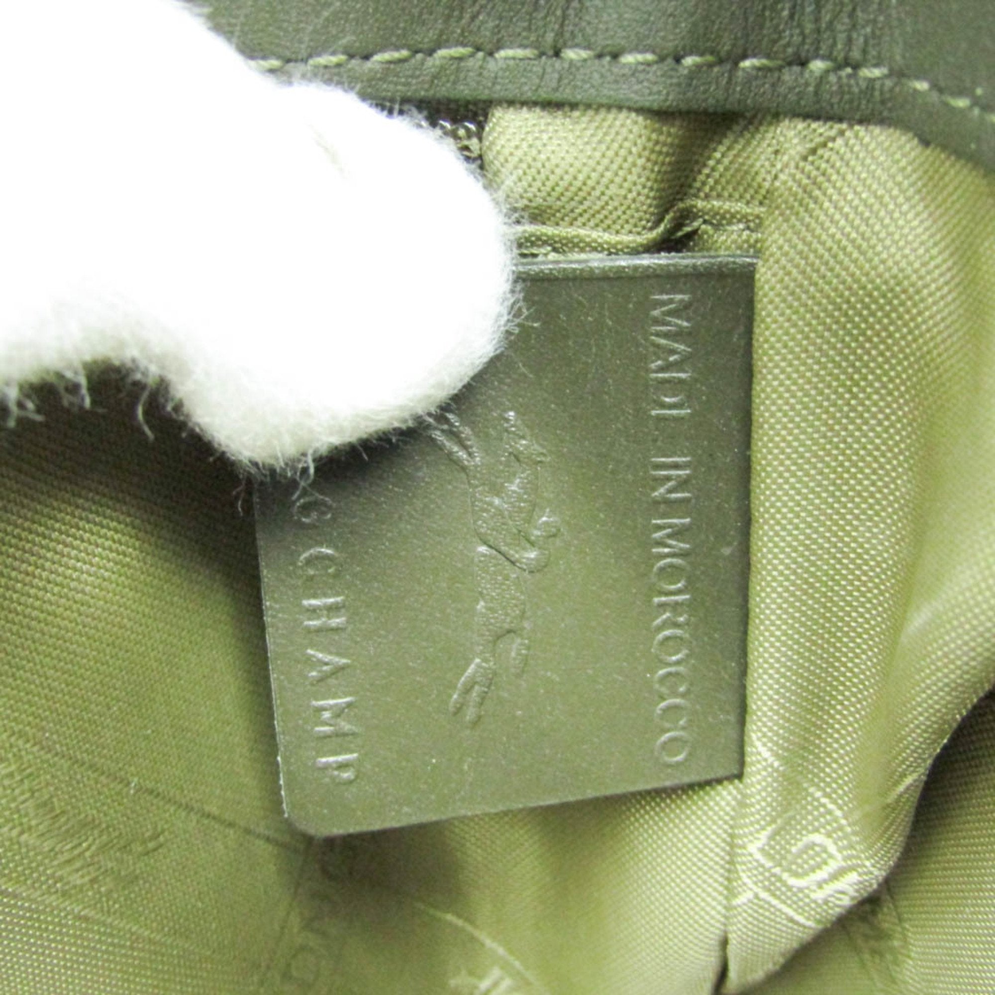 Longchamp Penelope Khaki Leather Shoulder Bag (Pre-Owned)