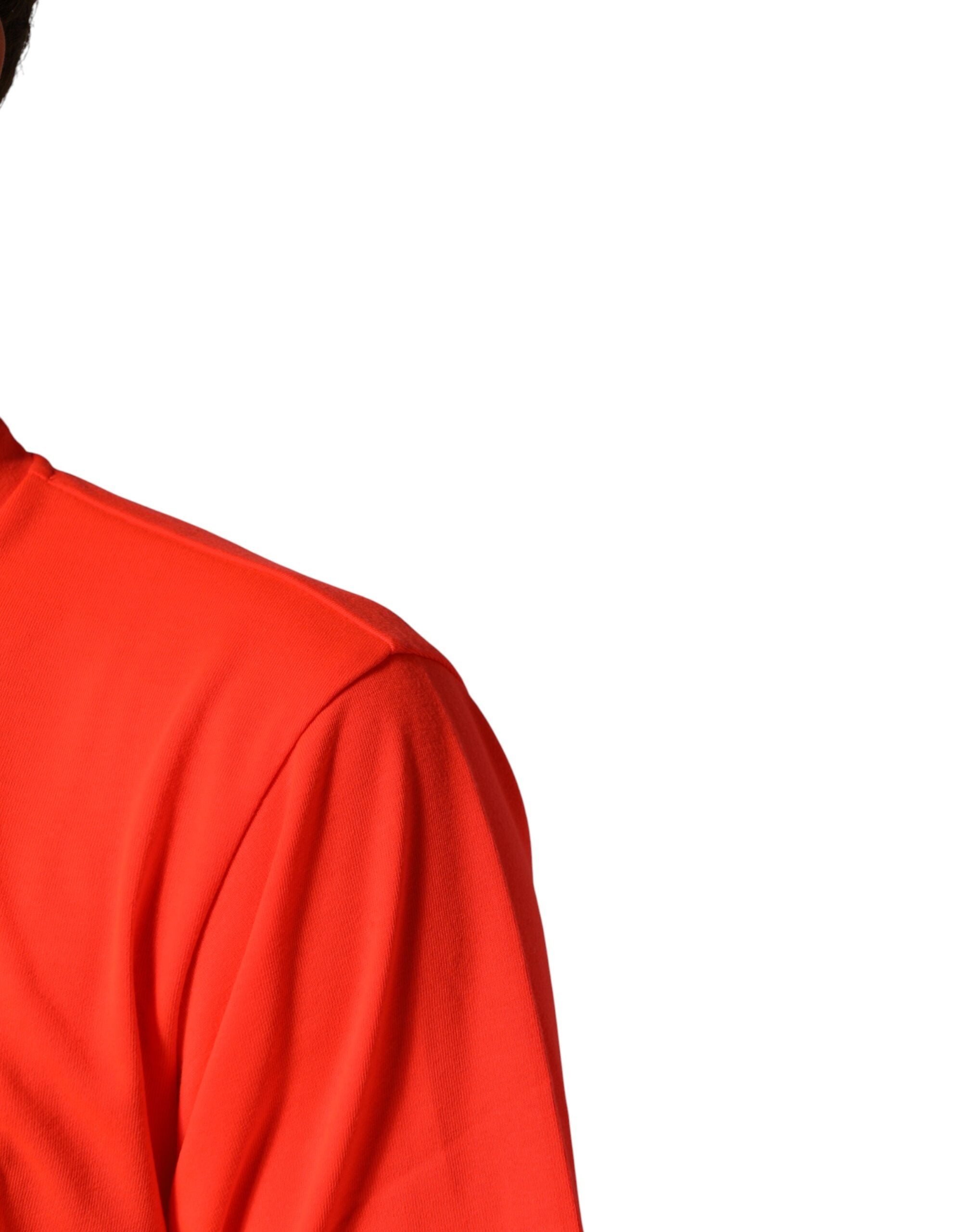 Dolce & Gabbana Neon Orange Polyester Crew Neck Men Men's T-shirt