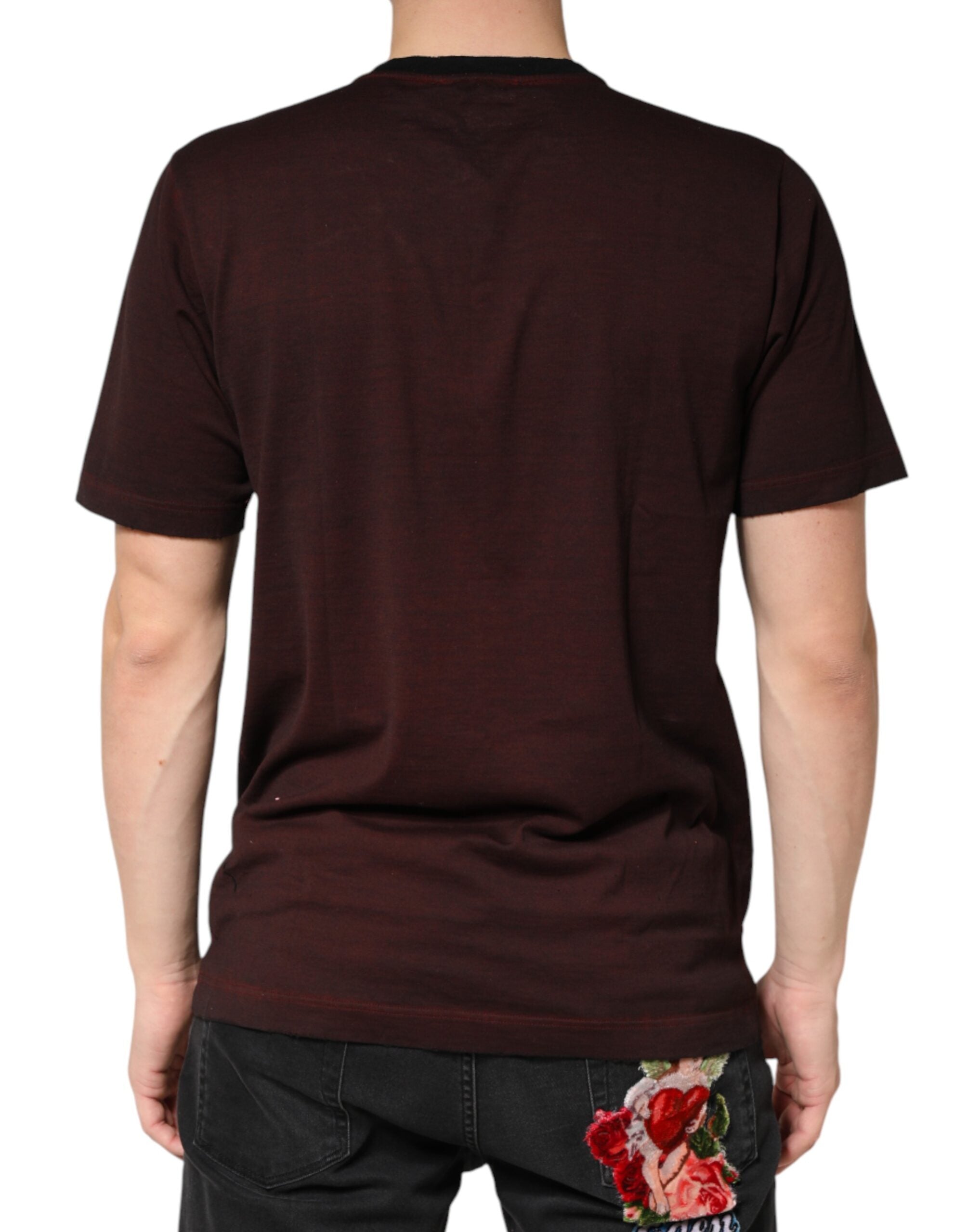 Dolce & Gabbana Maroon DG Crown Cotton Crew Neck Men Men's T-shirt