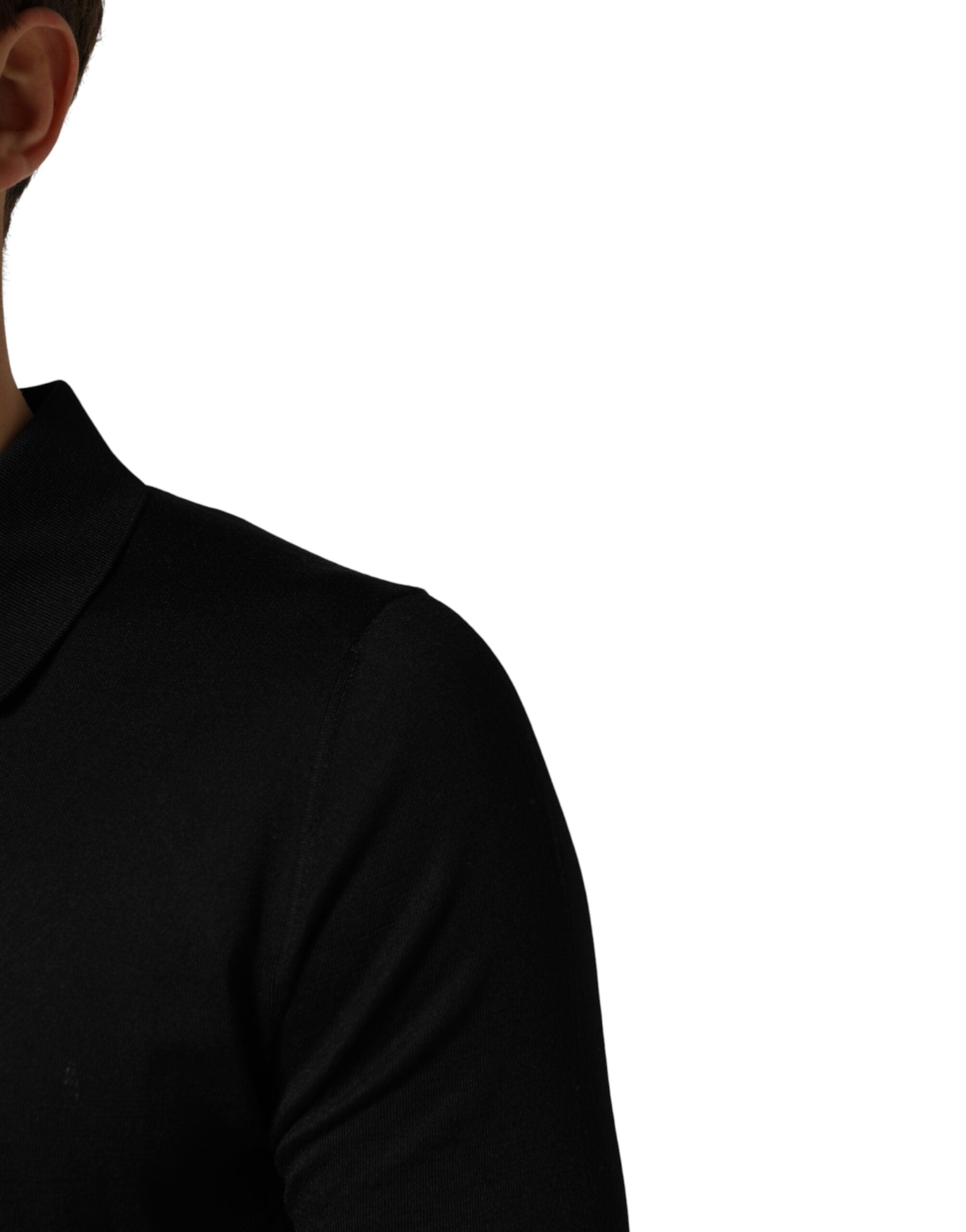 Dolce & Gabbana Black Silk Collared Short Sleeve Polo Men's T-shirt (Pre-Owned)