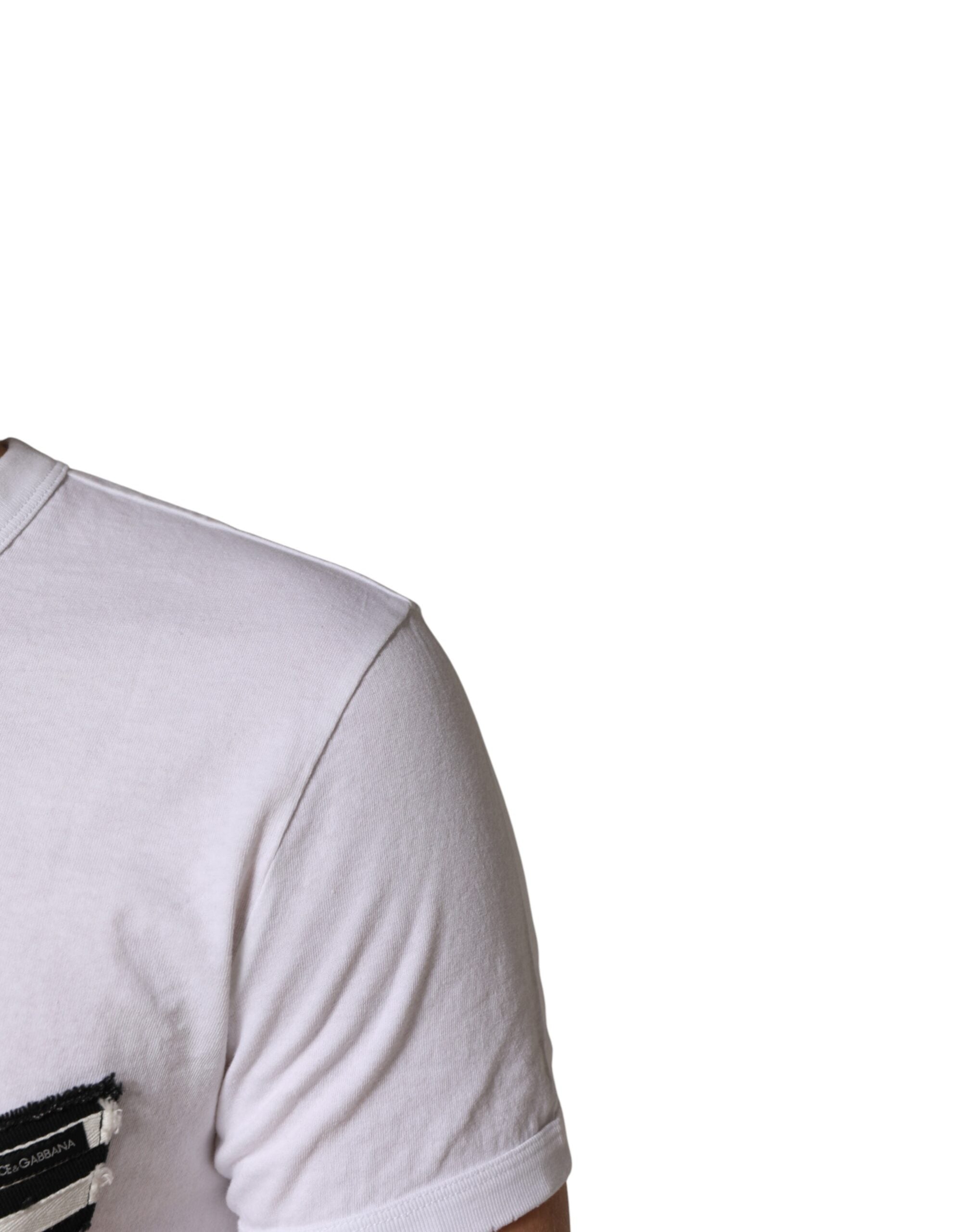 Dolce & Gabbana White Stripes Cotton Crew Neck Tee Men's T-shirt
