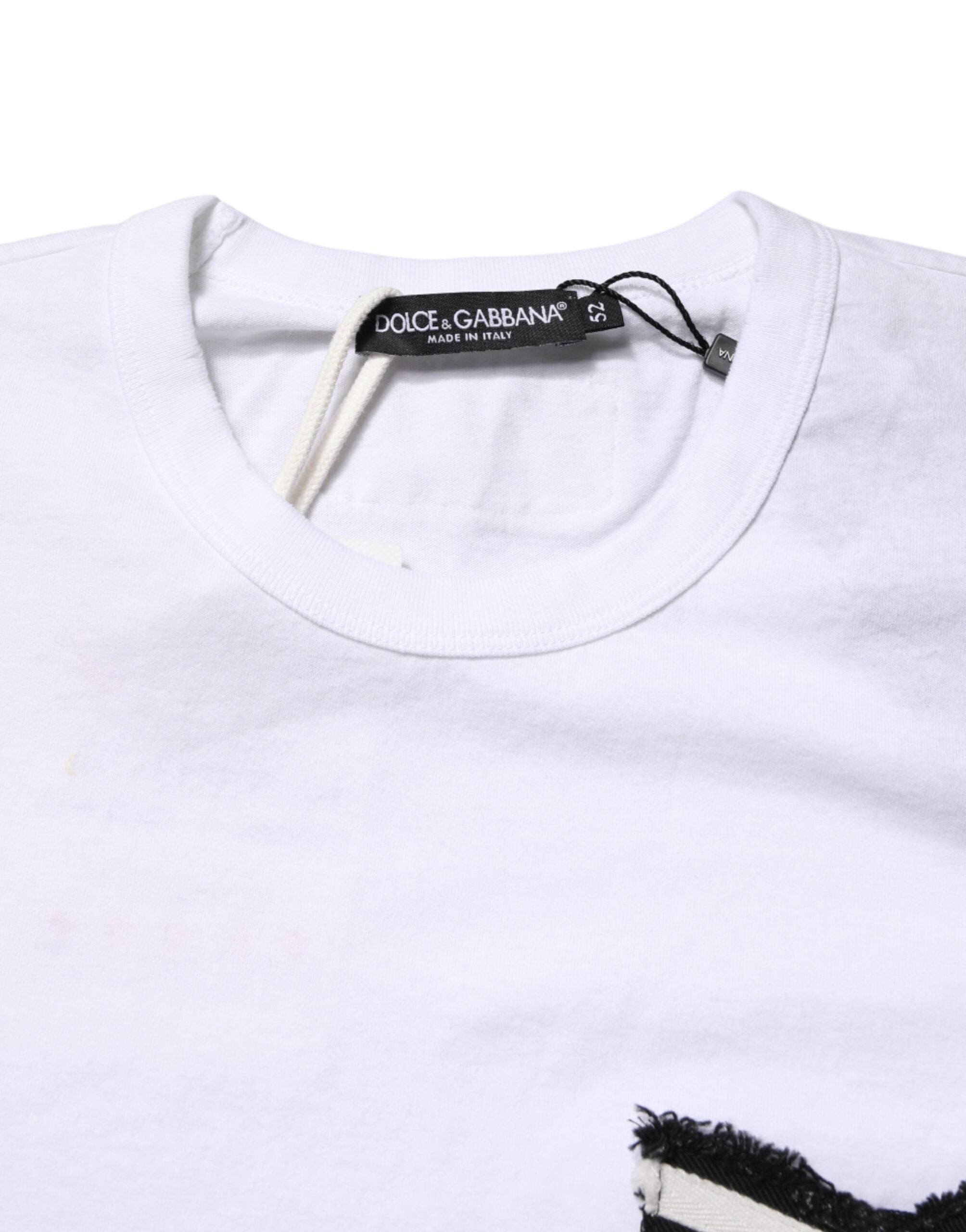 Dolce & Gabbana White Stripes Cotton Crew Neck Tee Men's T-shirt