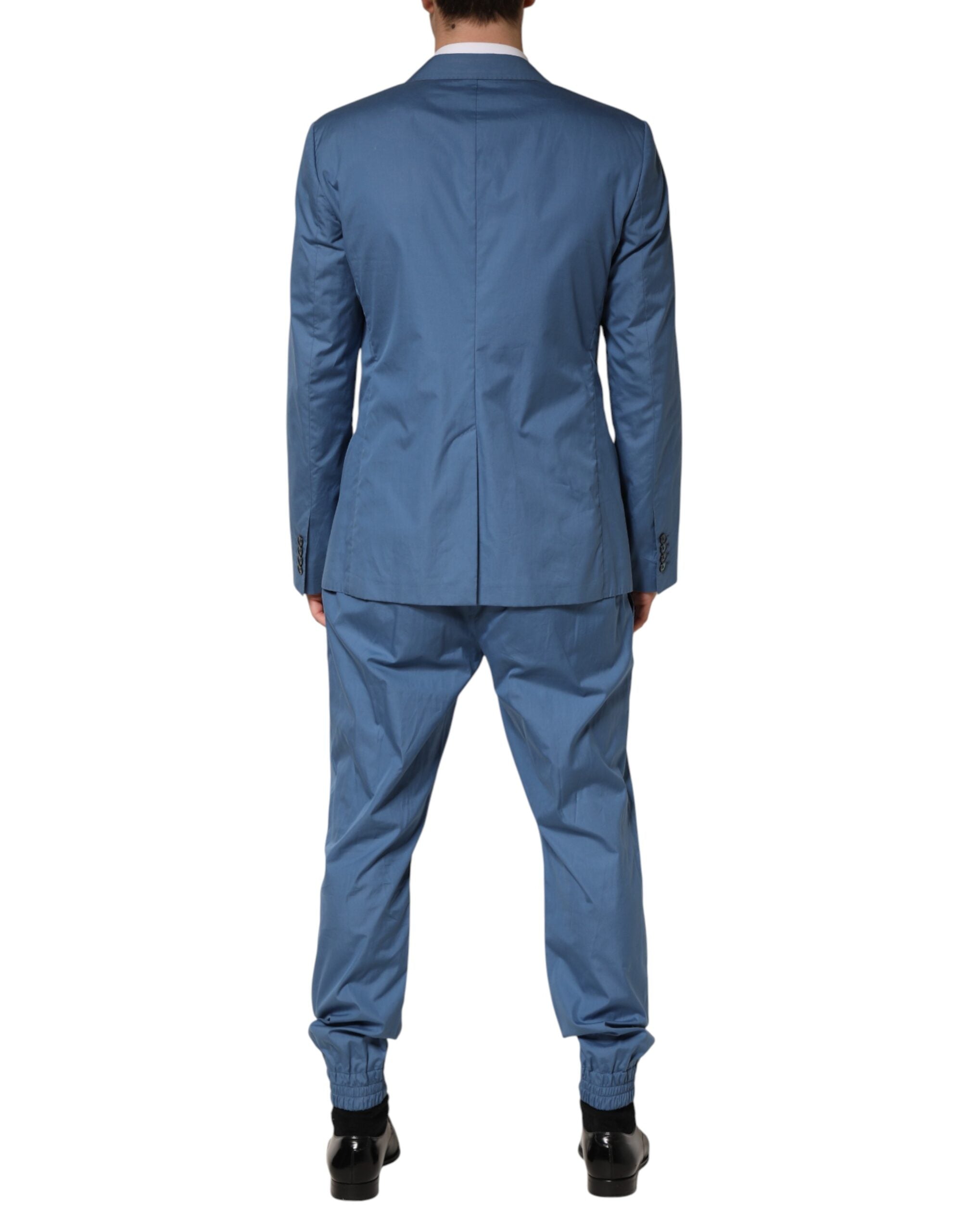 Dolce & Gabbana Blue Cotton Double Breasted 2 Piece Men's Suit (Pre-Owned)