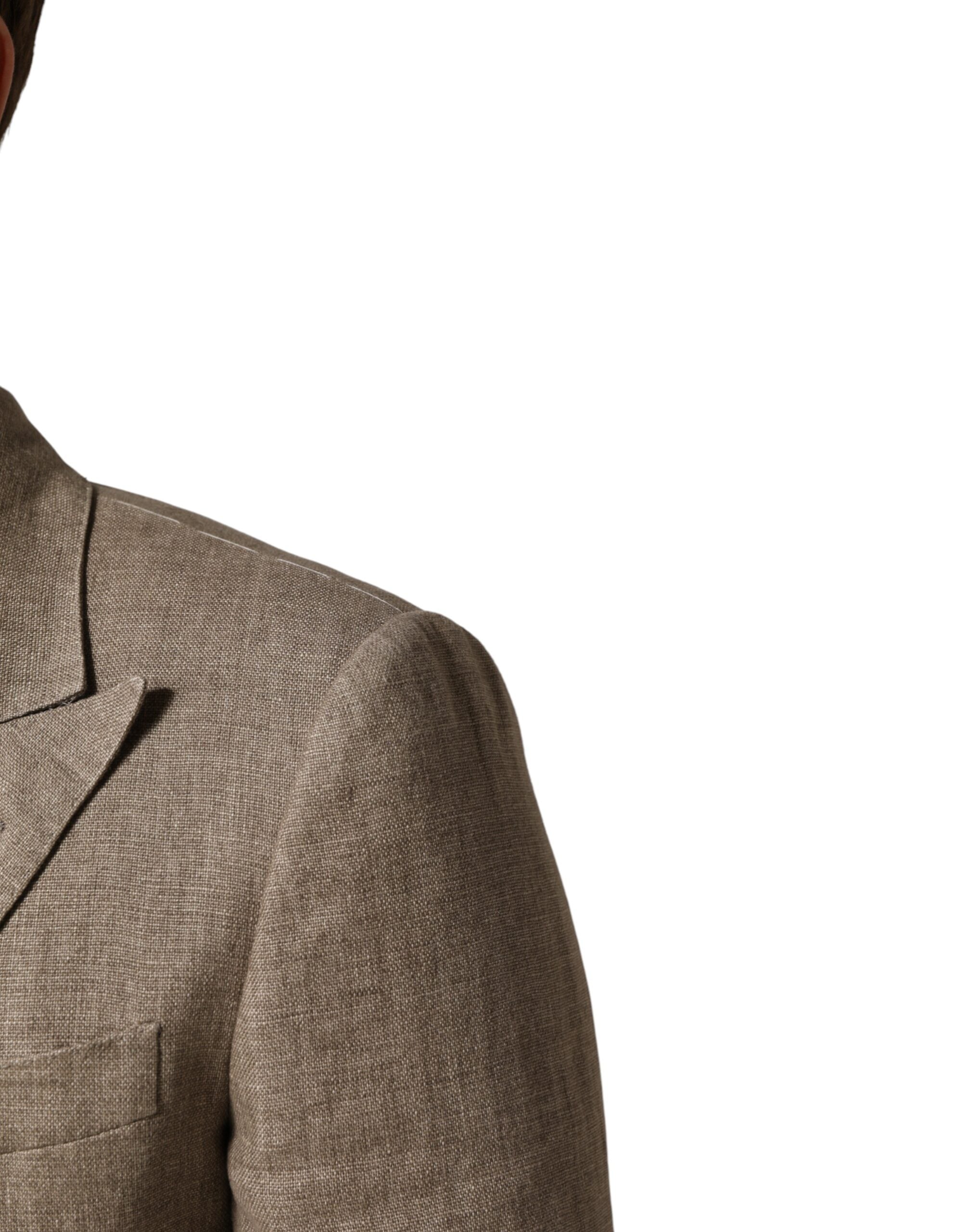 Dolce & Gabbana Beige Linen Double Breasted 2 Piece Men Men's Suit (Pre-Owned)