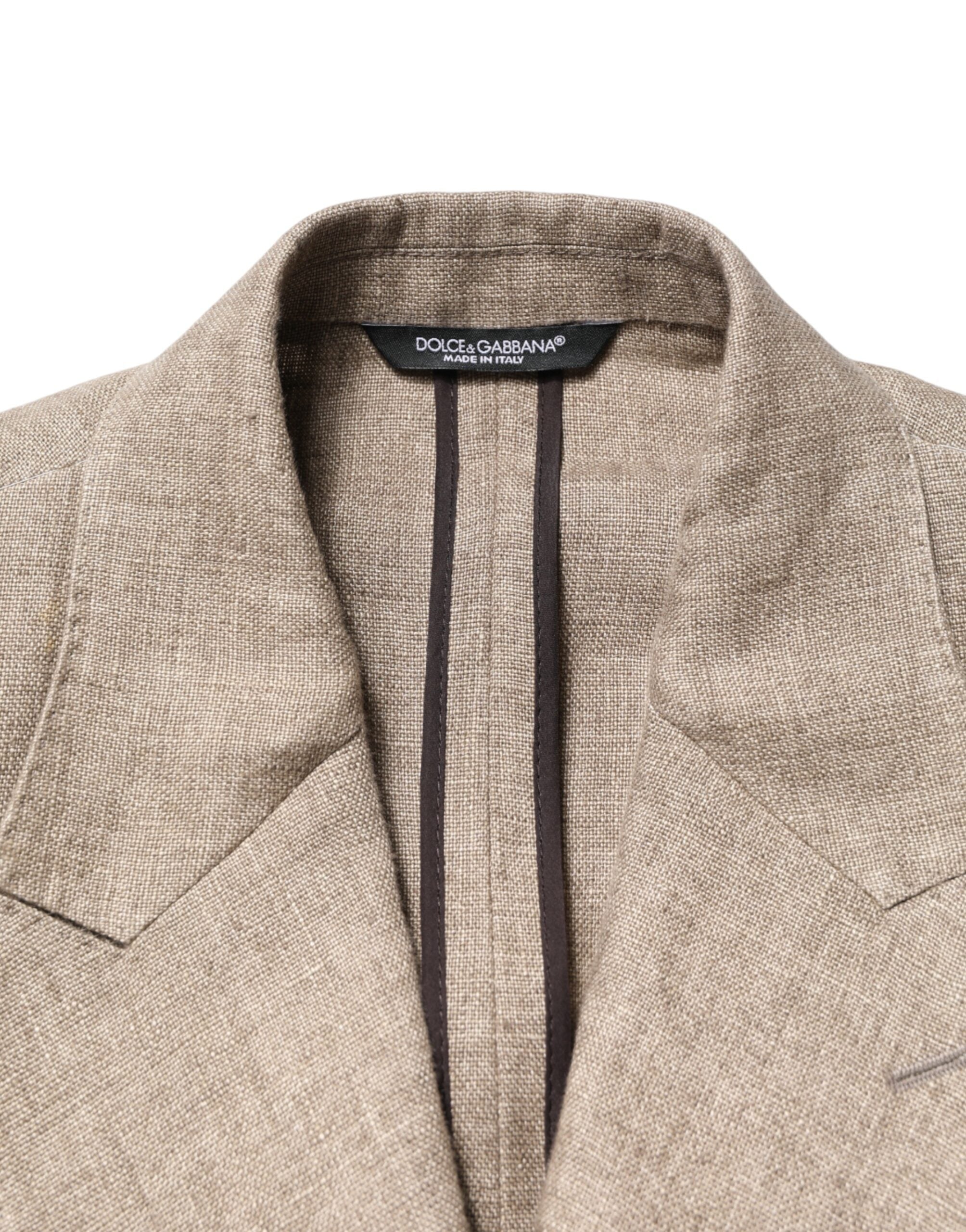 Dolce & Gabbana Beige Linen Double Breasted 2 Piece Men Men's Suit (Pre-Owned)