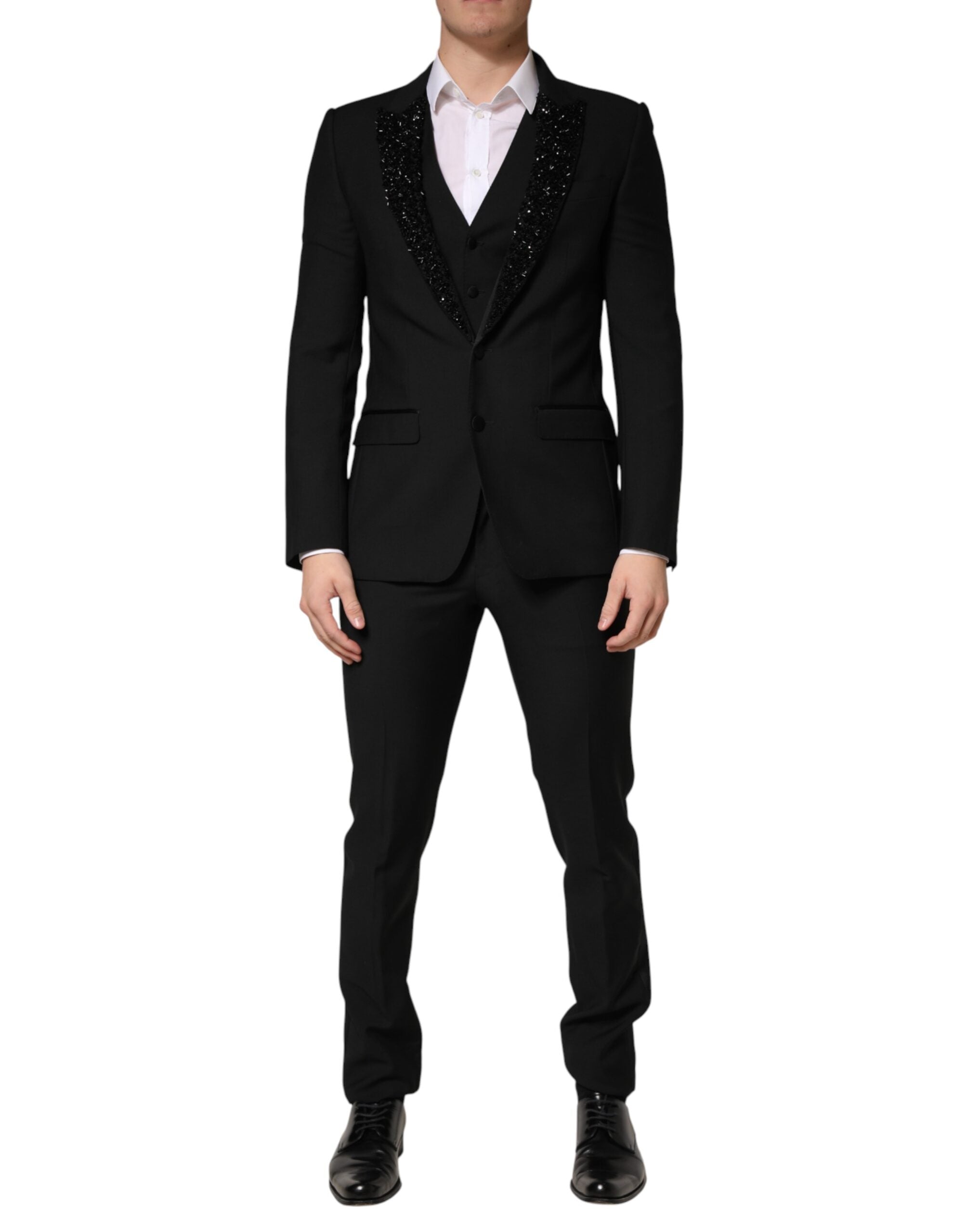 Dolce & Gabbana Dark Gray Wool Single Breasted 3 Piece Men Men's Suit (Pre-Owned)
