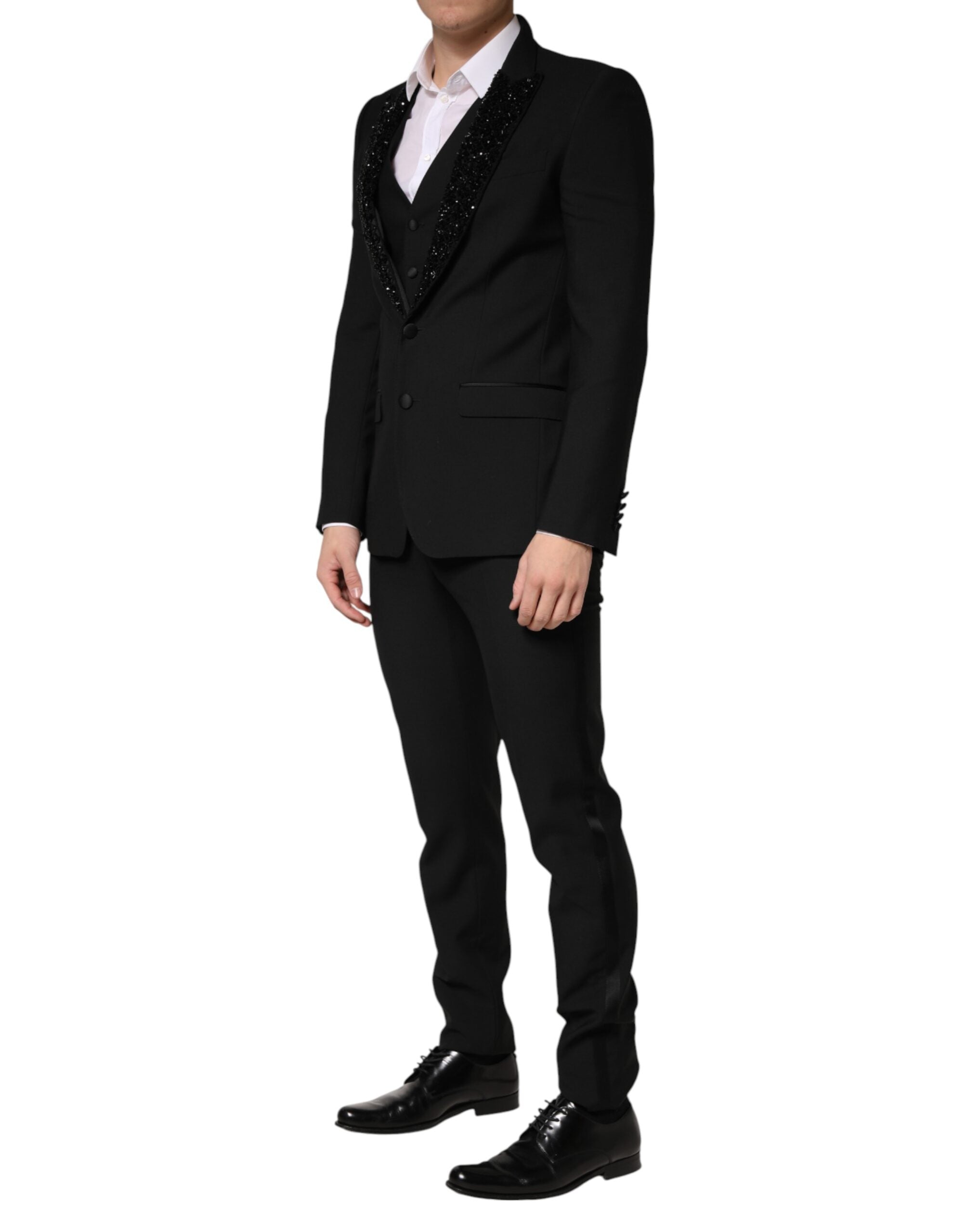 Dolce & Gabbana Dark Gray Wool Single Breasted 3 Piece Men Men's Suit (Pre-Owned)