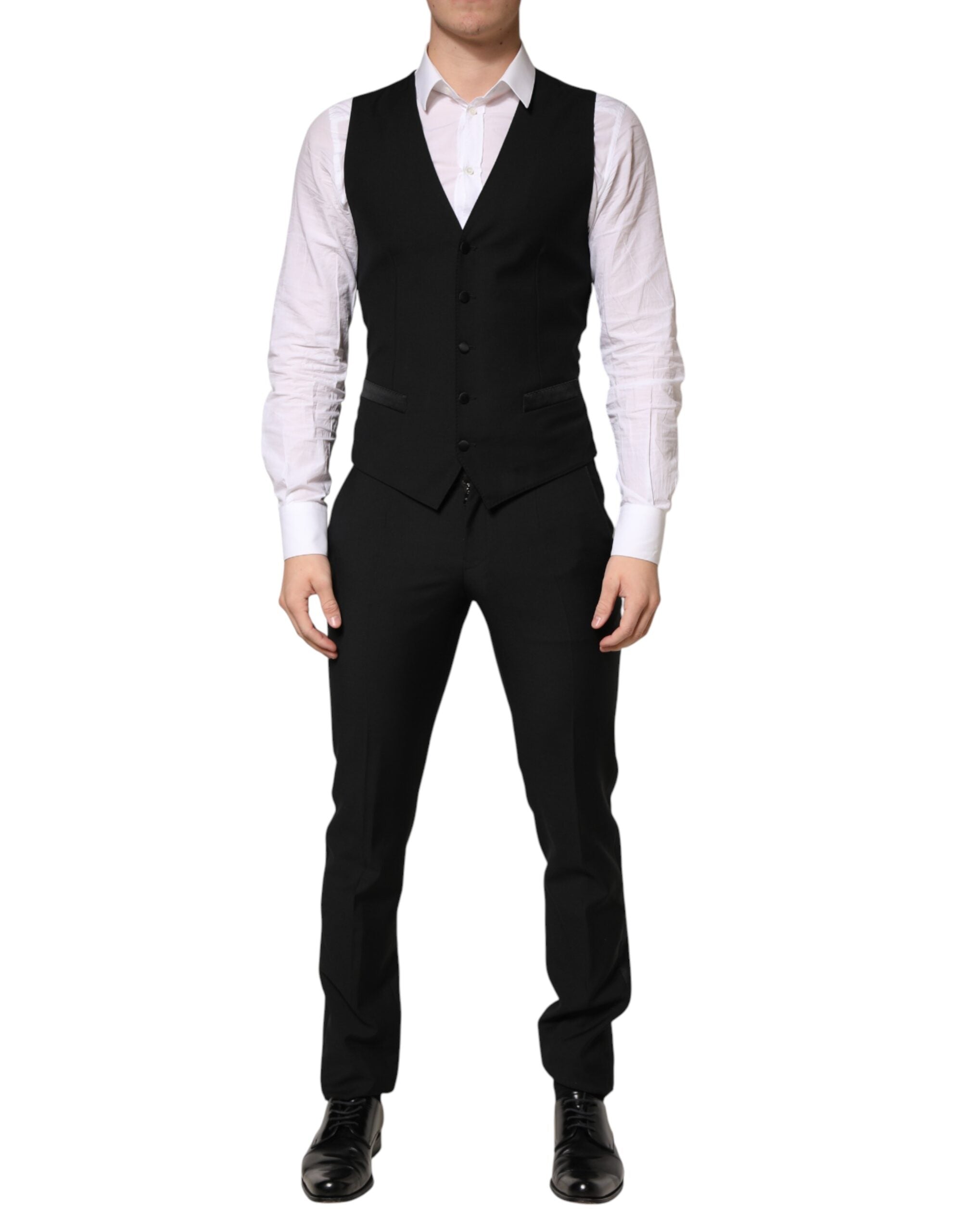 Dolce & Gabbana Dark Gray Wool Single Breasted 3 Piece Men Men's Suit (Pre-Owned)