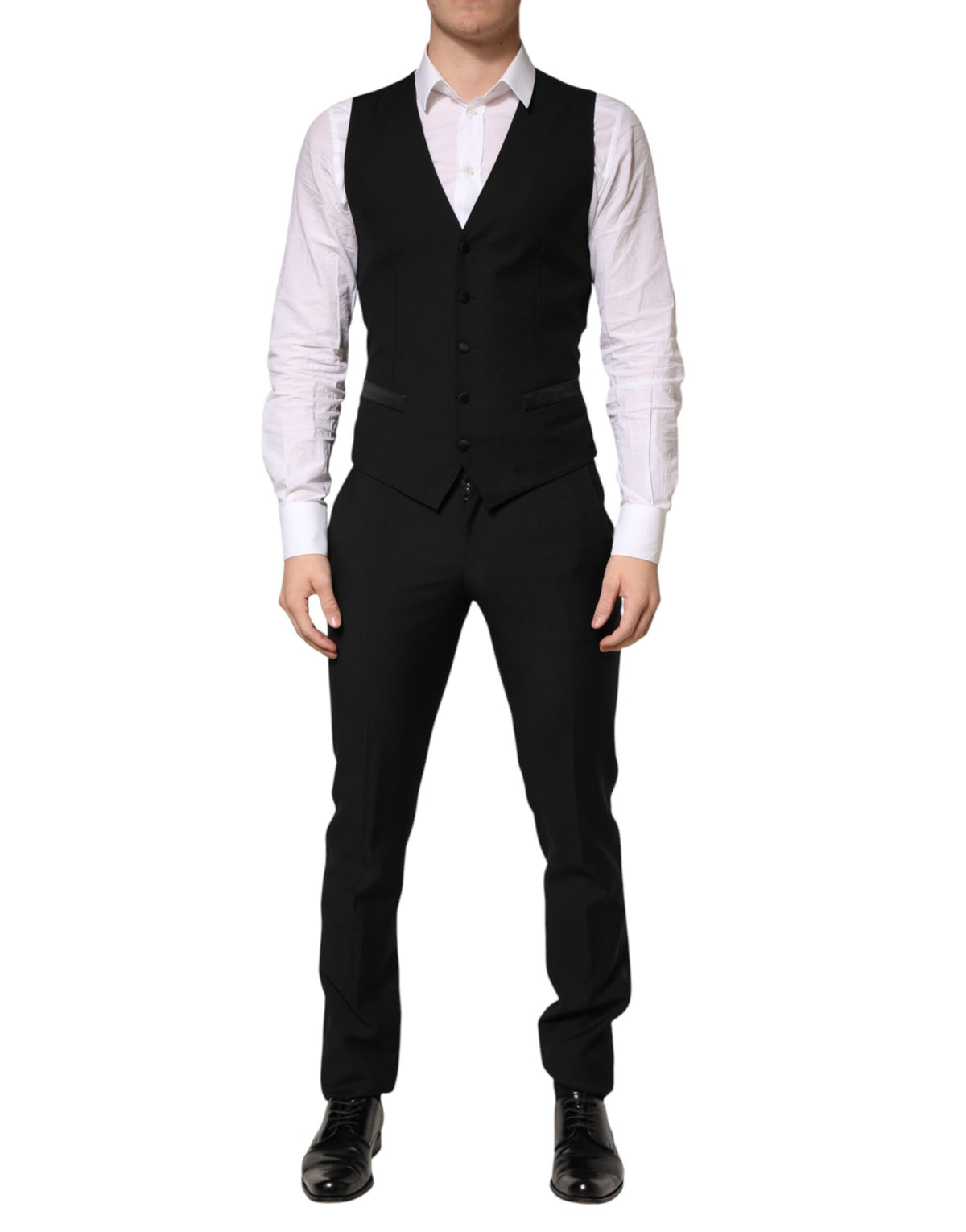 Dolce & Gabbana Dark Gray Wool Single Breasted 3 Piece Men Men's Suit (Pre-Owned)