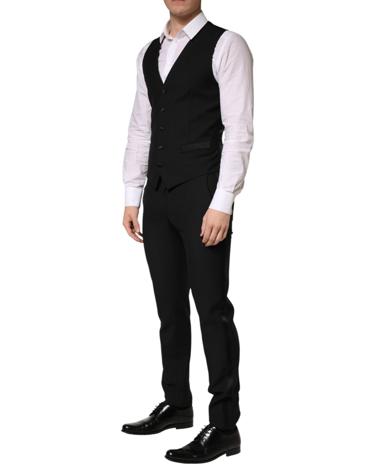 Dolce & Gabbana Dark Gray Wool Single Breasted 3 Piece Men Men's Suit (Pre-Owned)