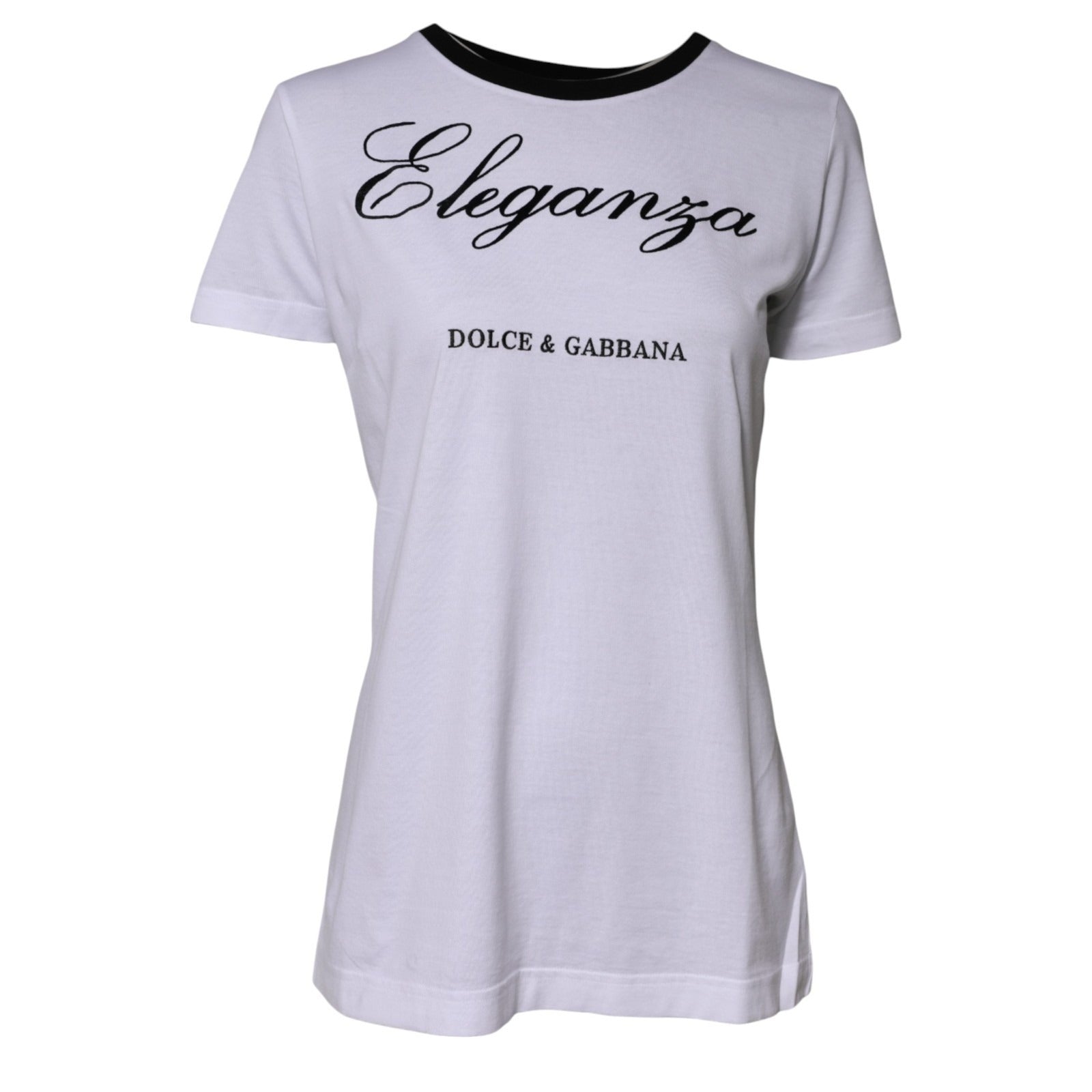 Dolce & Gabbana White Eleganza Cotton Crew Neck Tee Women's T-shirt