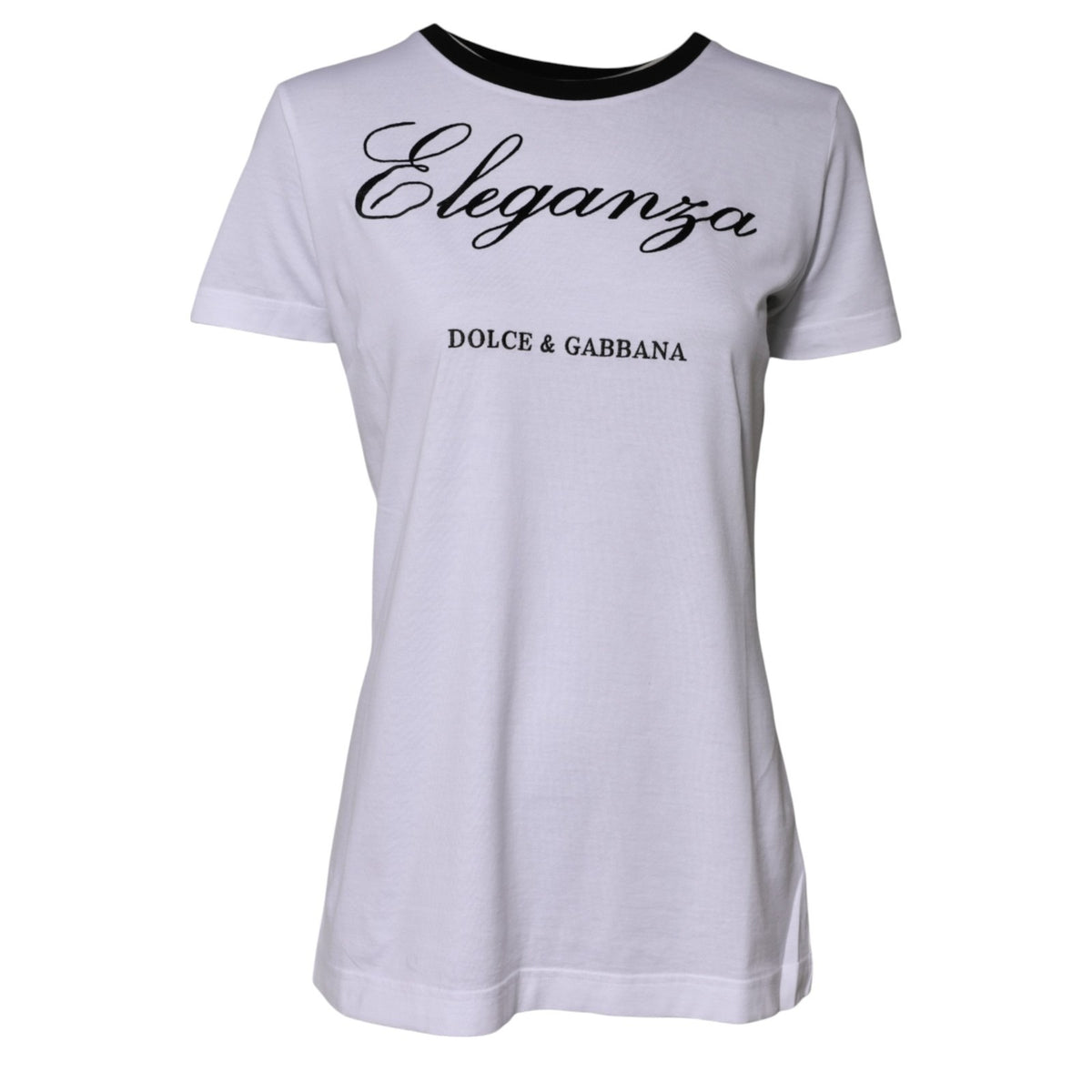 Dolce & Gabbana White Eleganza Cotton Crew Neck Tee Women's T-shirt