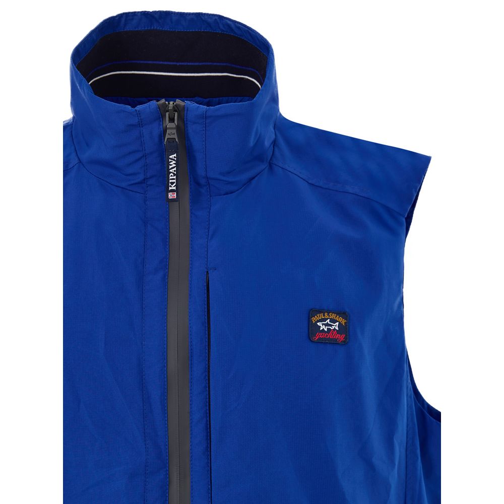 Paul & Shark Blue Polyester Sleveless Men's Jacket