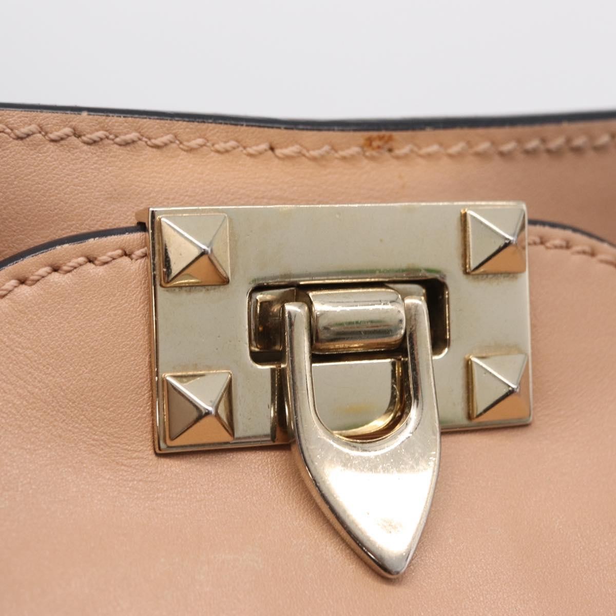 Valentino Garavani Rockstud Soft Leather Beige Leather Tote Bag Bag (Pre-Owned)