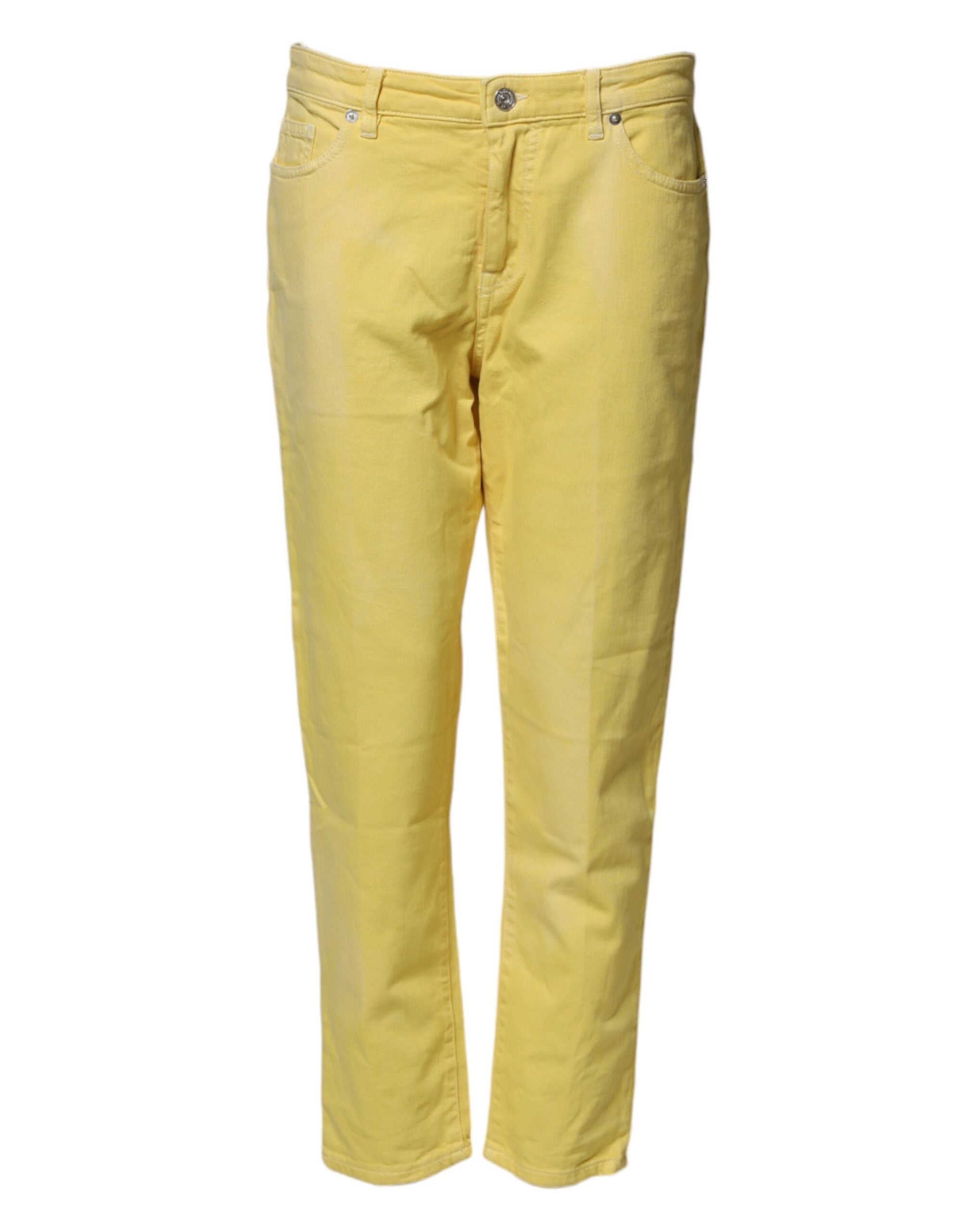 Nine In The Morning Yellow Tapered Mid Waist Denim Trouser Women's Jeans (Pre-Owned)