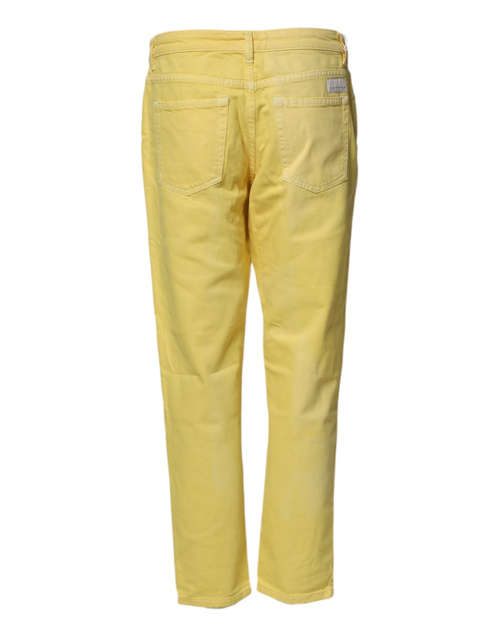 Nine In The Morning Yellow Tapered Mid Waist Denim Trouser Women's Jeans (Pre-Owned)