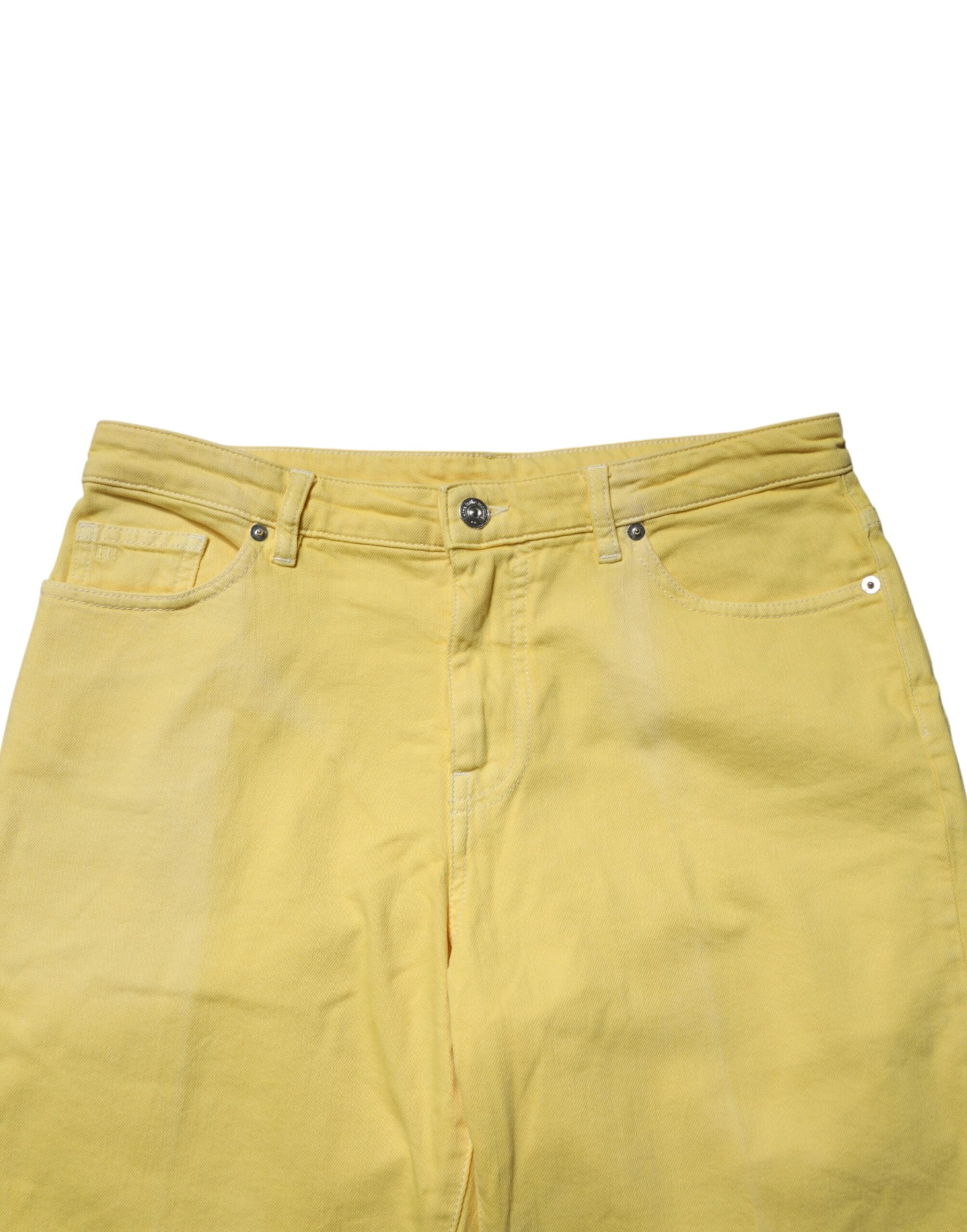 Nine In The Morning Yellow Tapered Mid Waist Denim Trouser Women's Jeans (Pre-Owned)