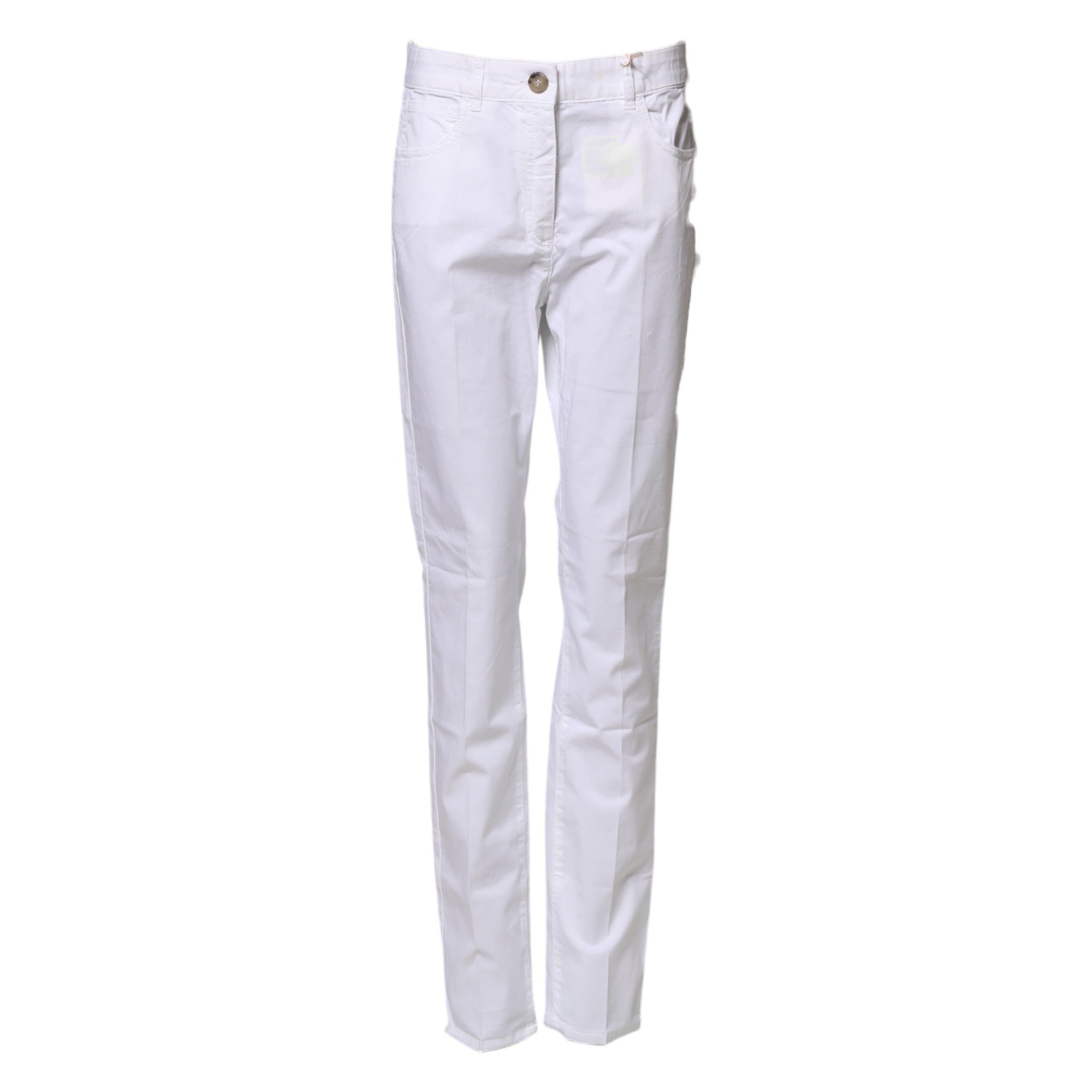Peserico White Cotton Skinny Mid Waist Chino Trouser Women's Pants (Pre-Owned)