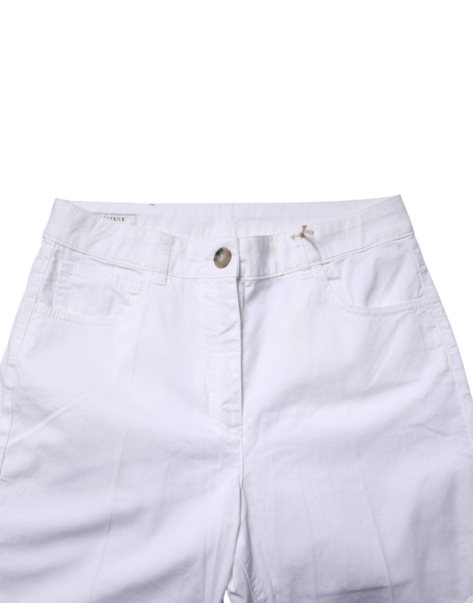 Peserico White Cotton Skinny Mid Waist Chino Trouser Women's Pants (Pre-Owned)