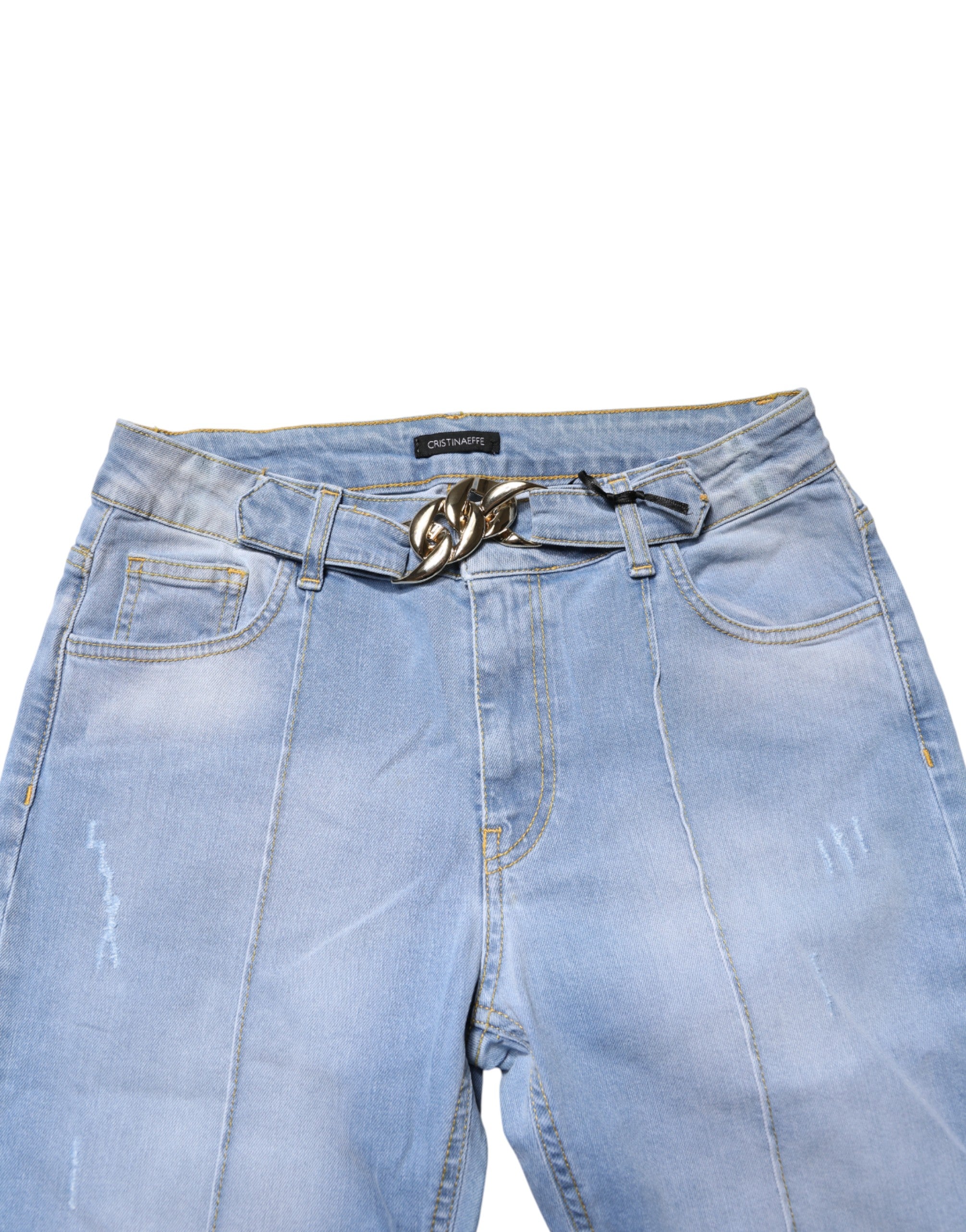 CRISTINAEFFE Light Blue Washed High Waist Bootcut Denim Women's Jeans (Pre-Owned)