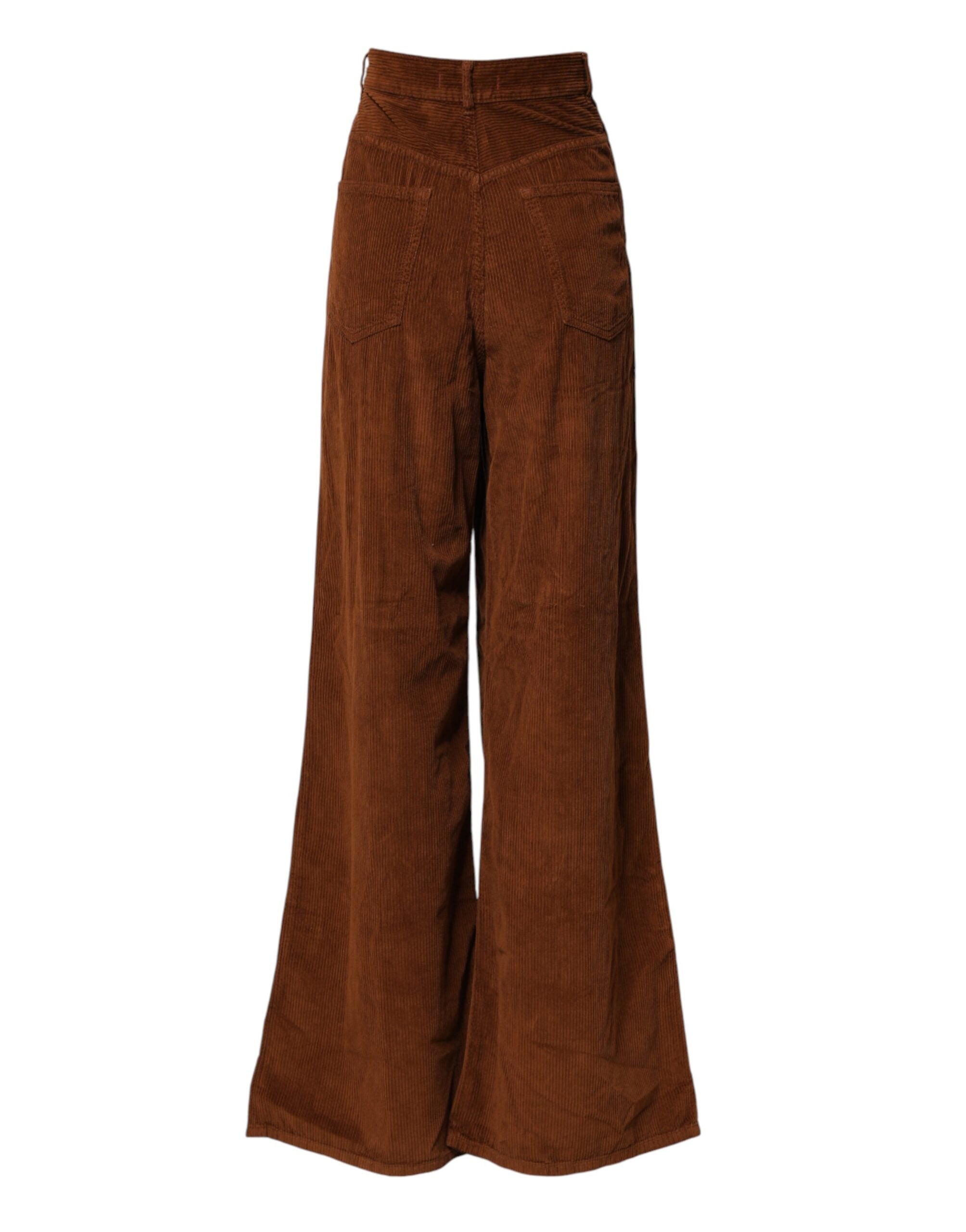 Jucca Brown Wide Leg High Waist Corduroy Denim Trouser Women's Jeans