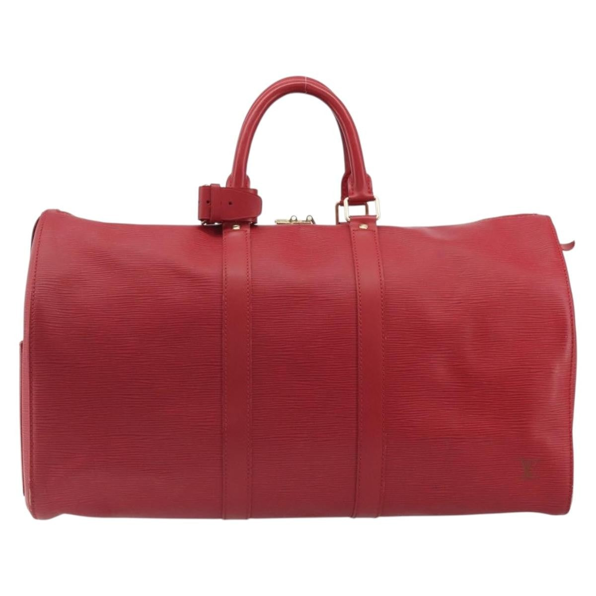 Louis Vuitton Keepall Epi Leather Red Leather Travel Bag Bag (Pre-Owned)